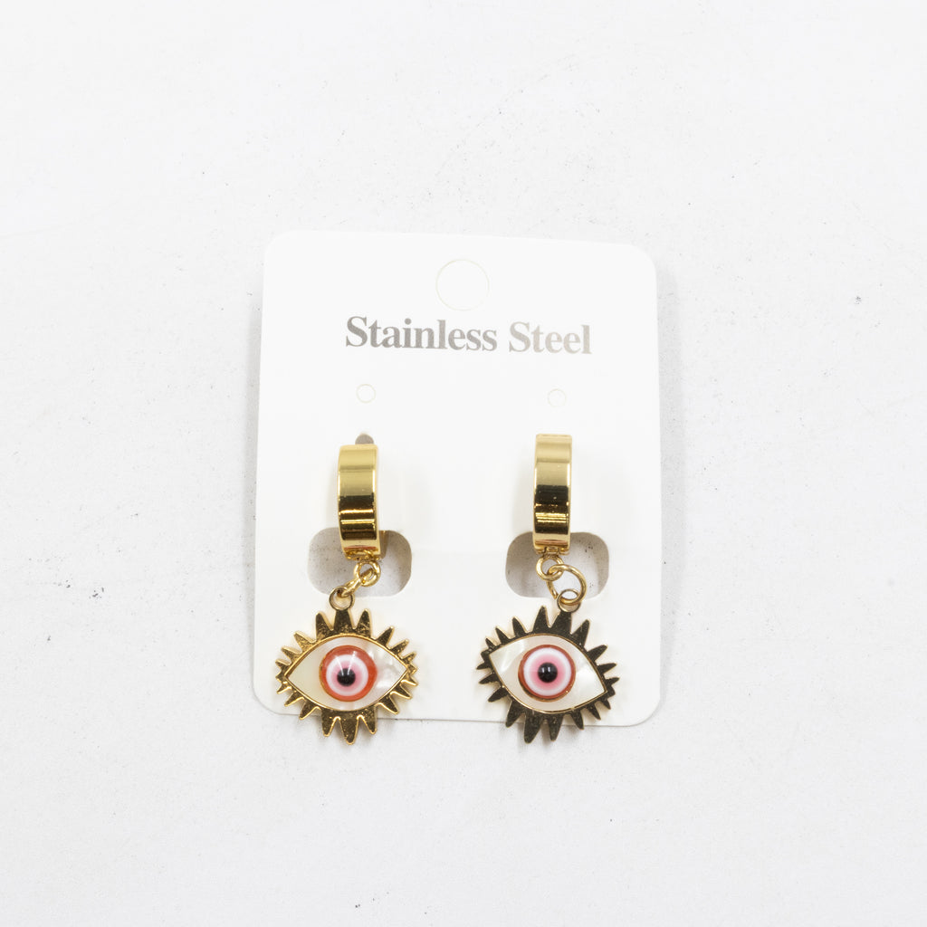 Aretes  Dorados de Ojo Turco M4 Oro Laminado