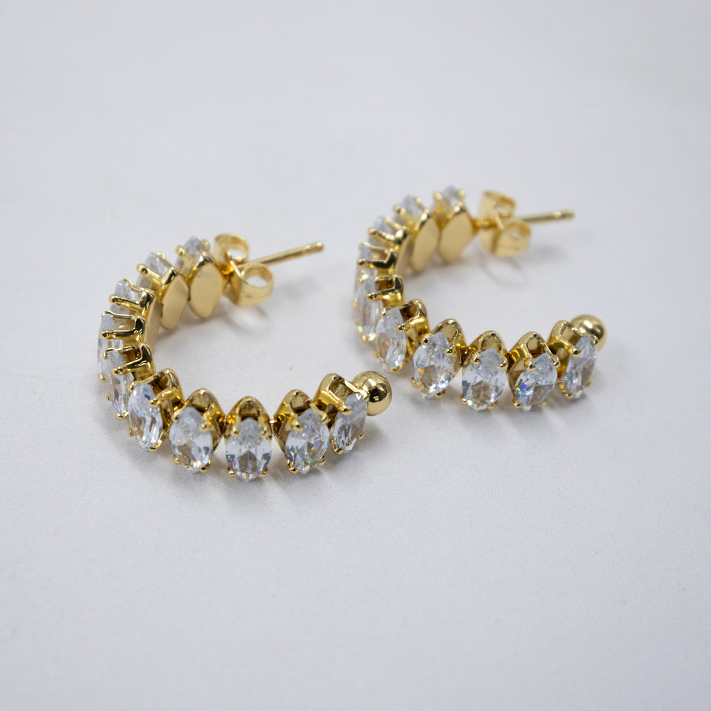 Aretes Dorados con piedras de color M2 Oro Laminado