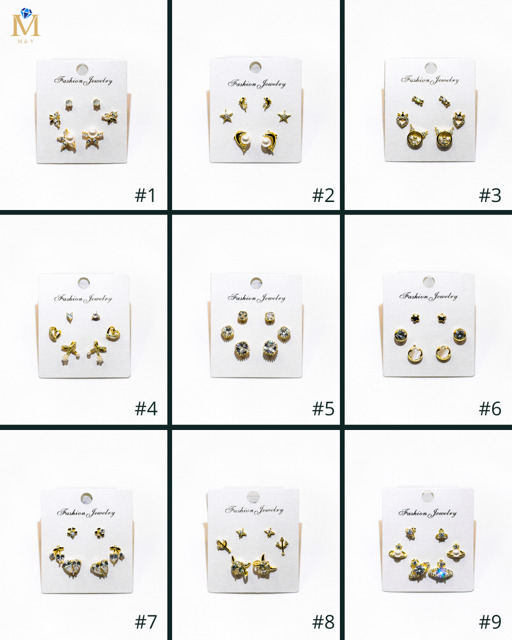 Set Aretes X3 - M9 Oro Laminado