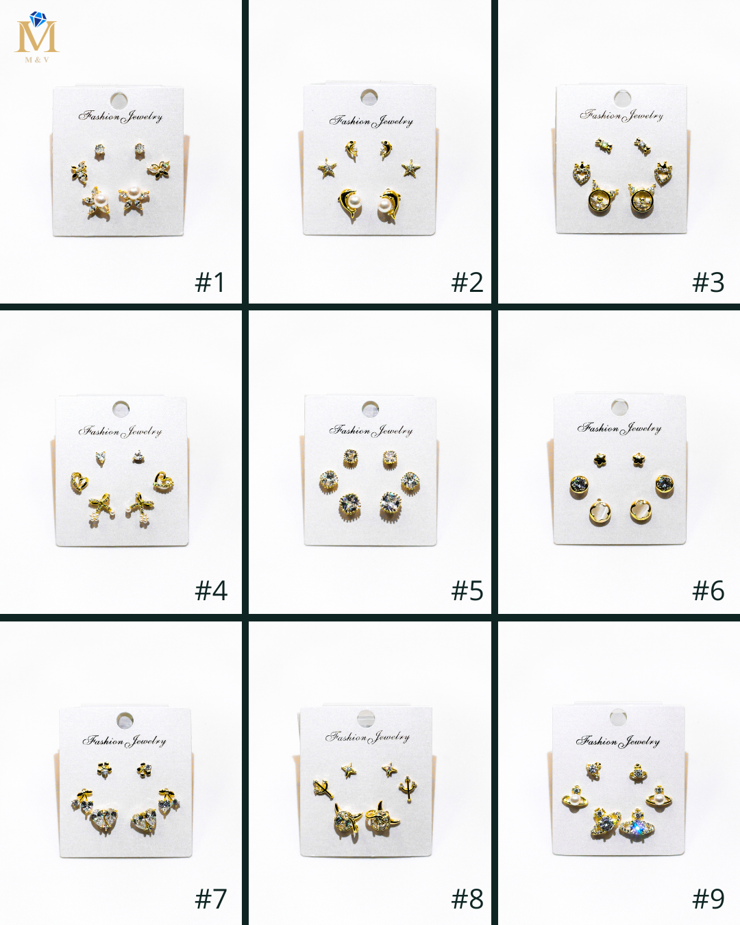 Set Aretes X3 - M9 Oro Laminado