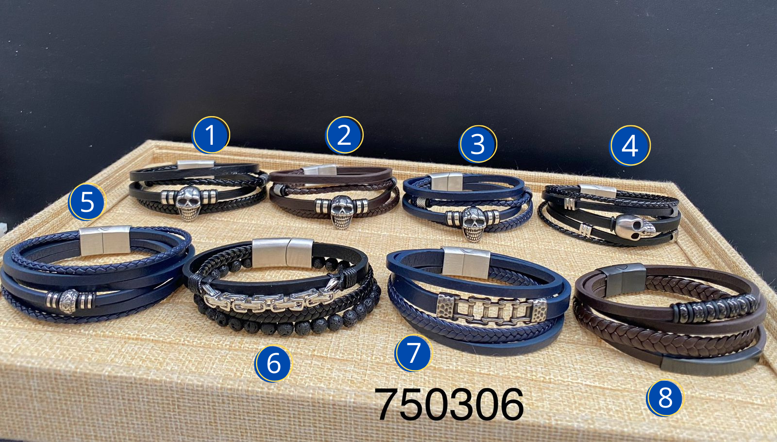 Pulsera de cuero M7 Oro Laminado