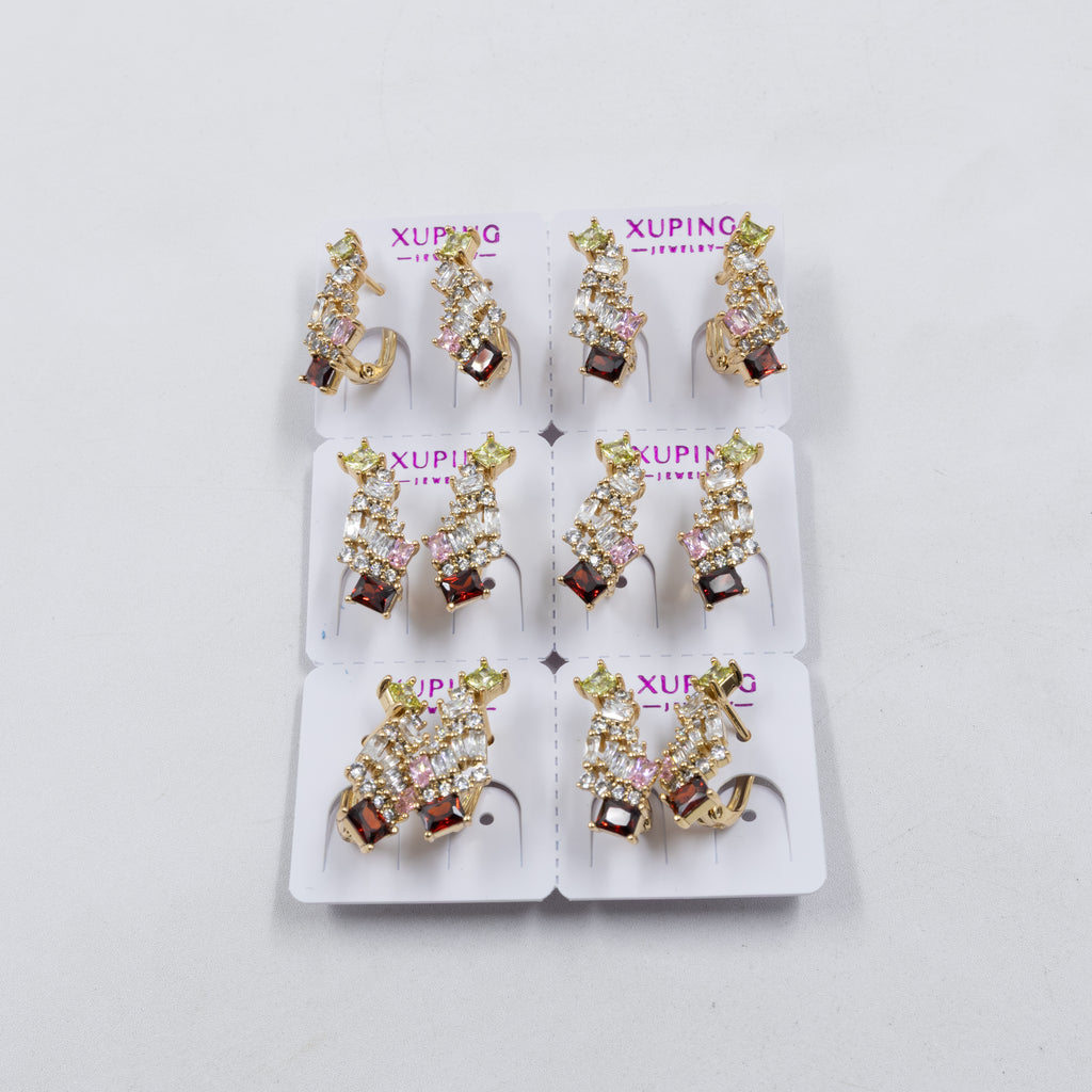 Paquete de 6 pares de Aretes Xuping Dorado M25 Oro Laminado