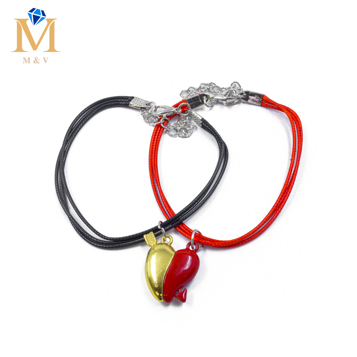 Pulseras de Corazón de Pareja con imán M6 Oro Laminado