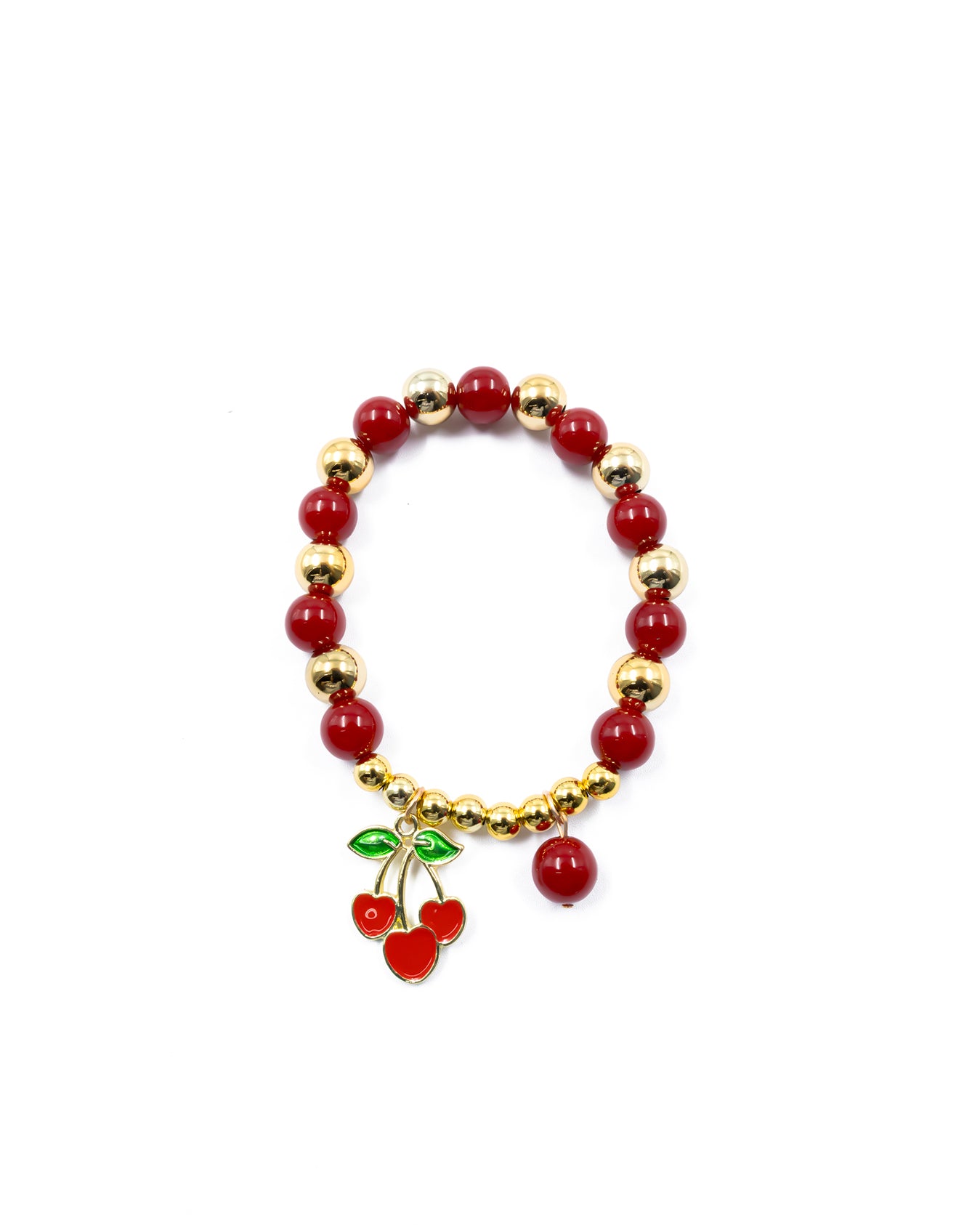 PULSERA DE PERLAS CON DIJE DE FRUTAS - M3 ORO LAMINADO