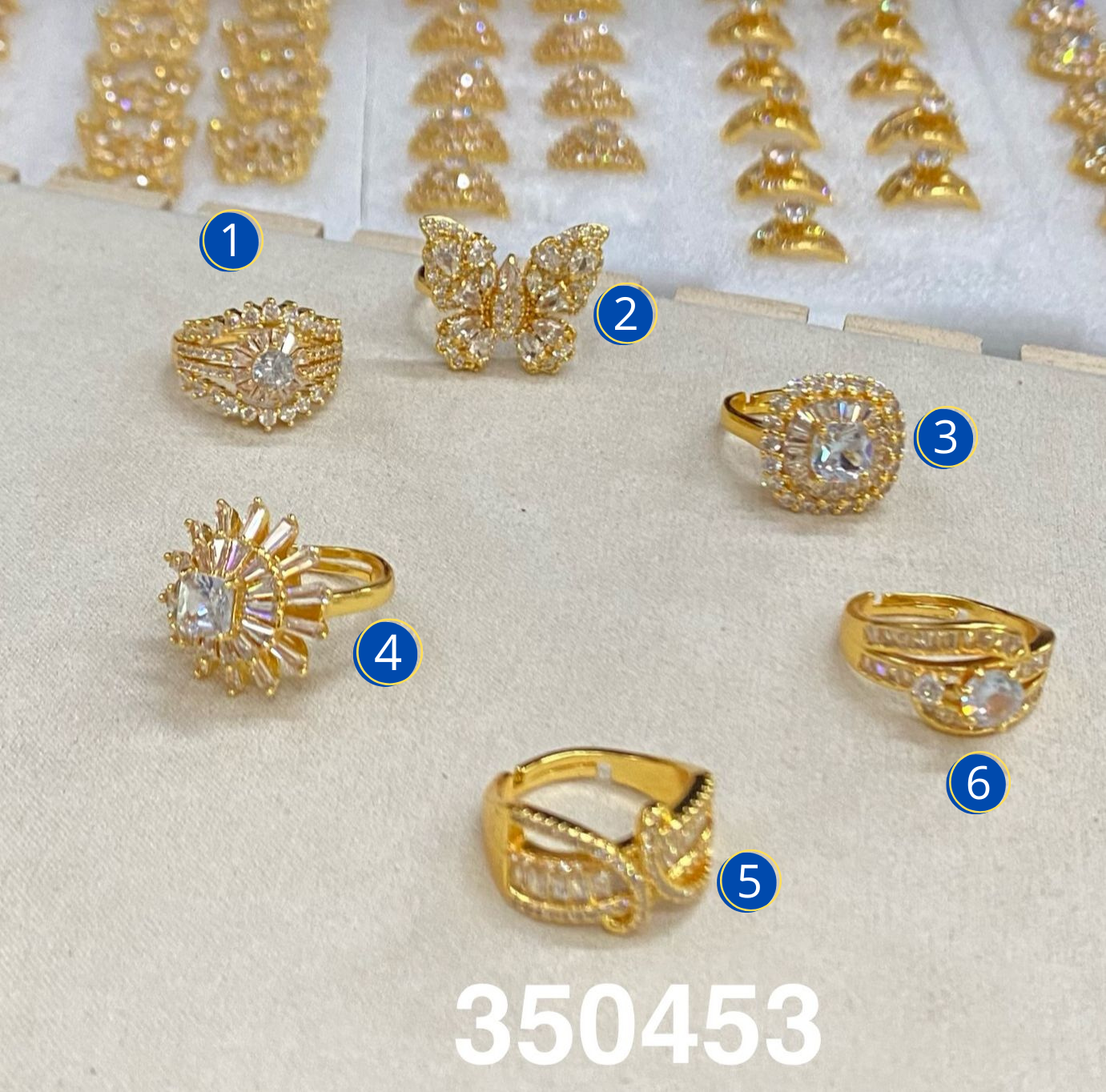 Anillos Dorados con Piedras M3 Oro Laminado