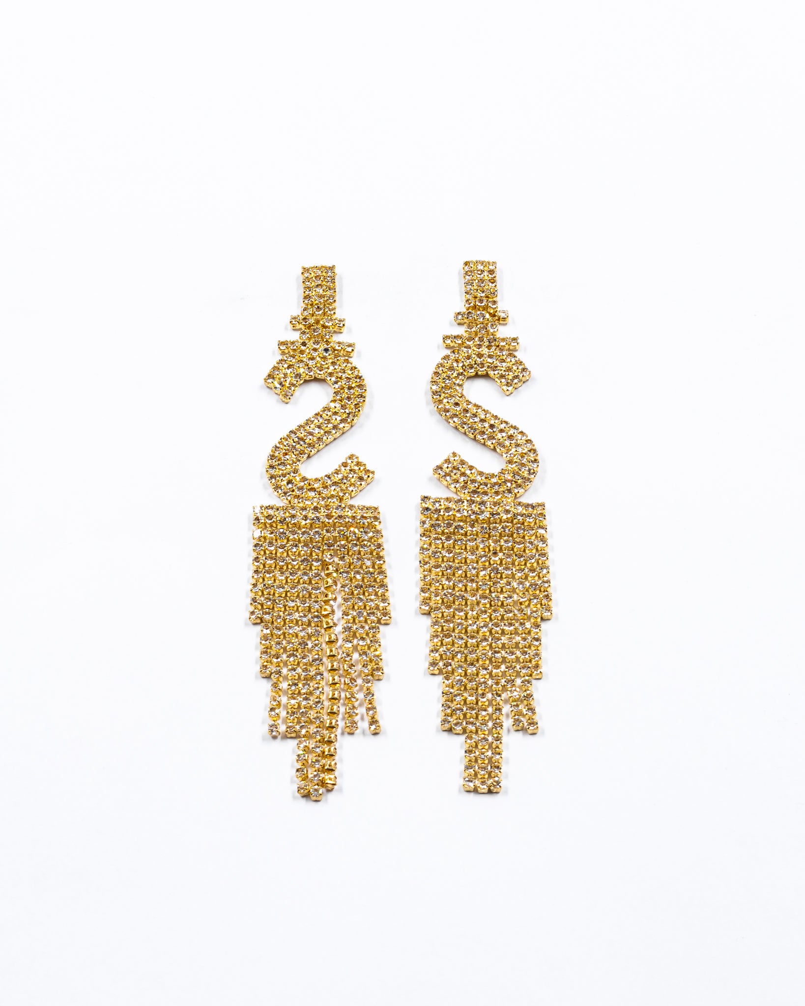 Aretes Largos de piedras - M2 Oro Laminado