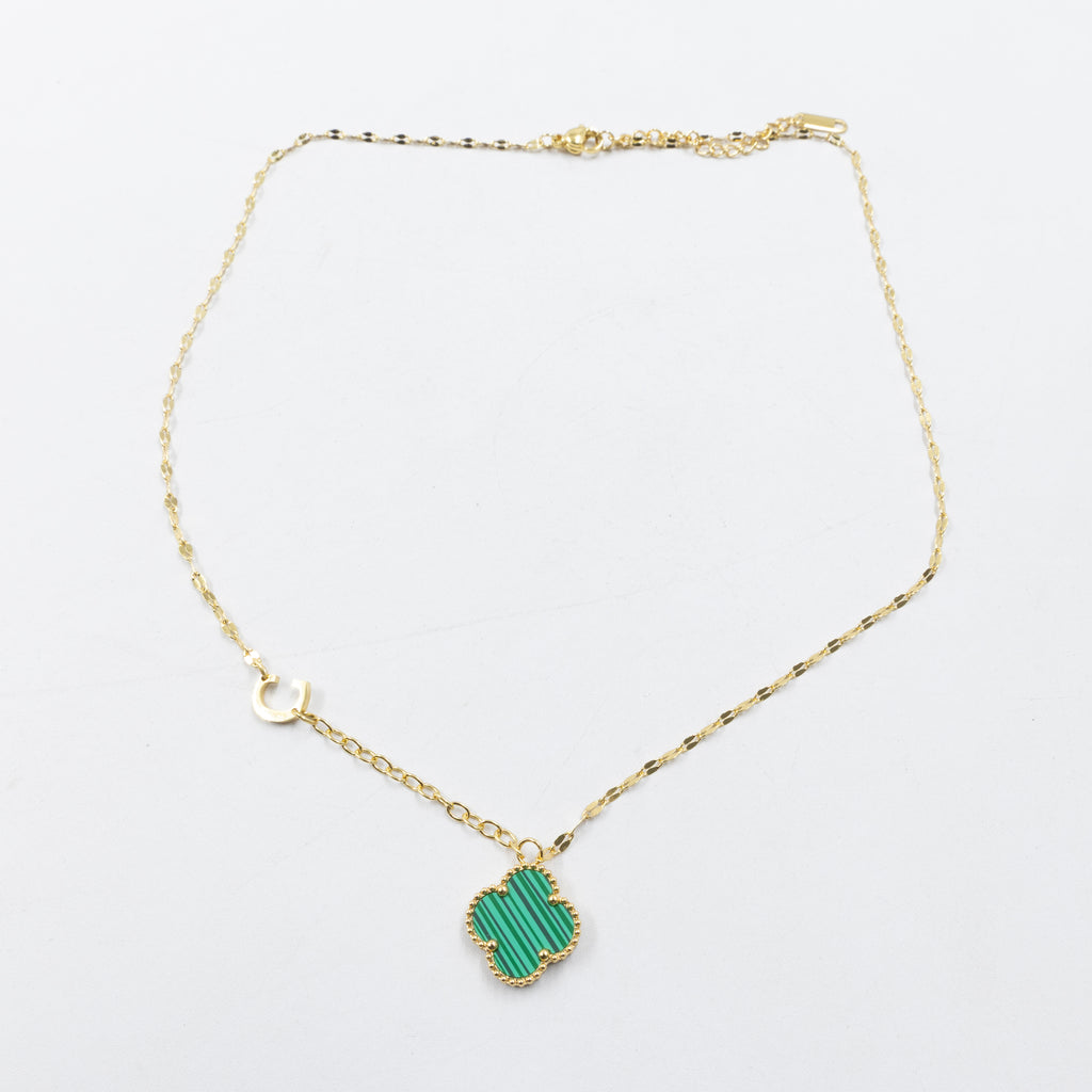 Collares Dorados con dijes de letra A, B, C y de Trebol M1 Oro Laminado