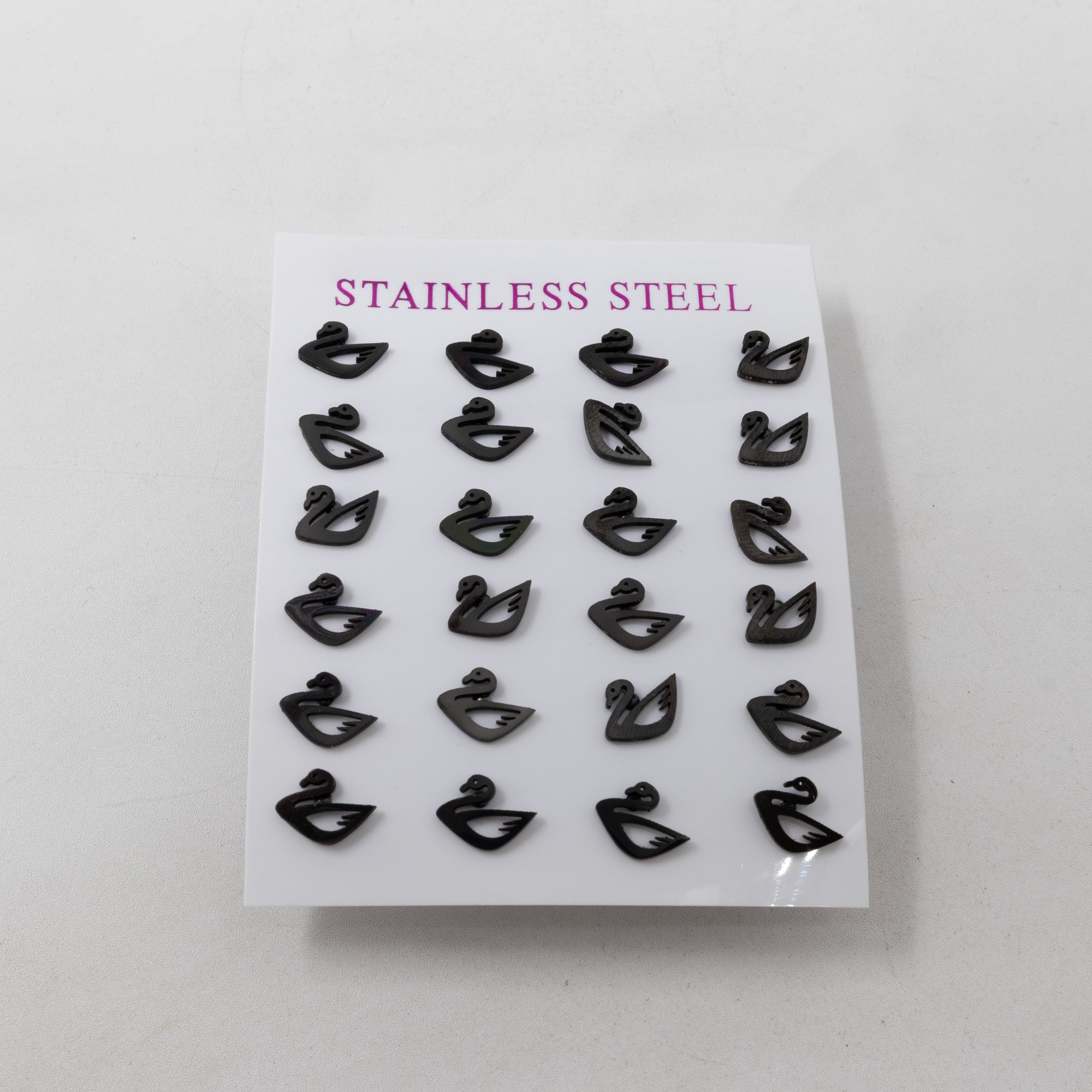 Paquete de 12 Pares de Aretes color Negro M2 Acero Inoxidable