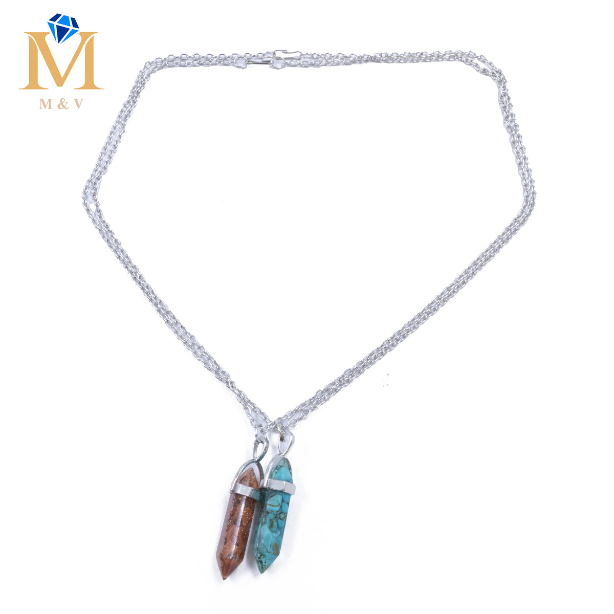 Collares en Pareja de piedras M14 Acero Inoxidable