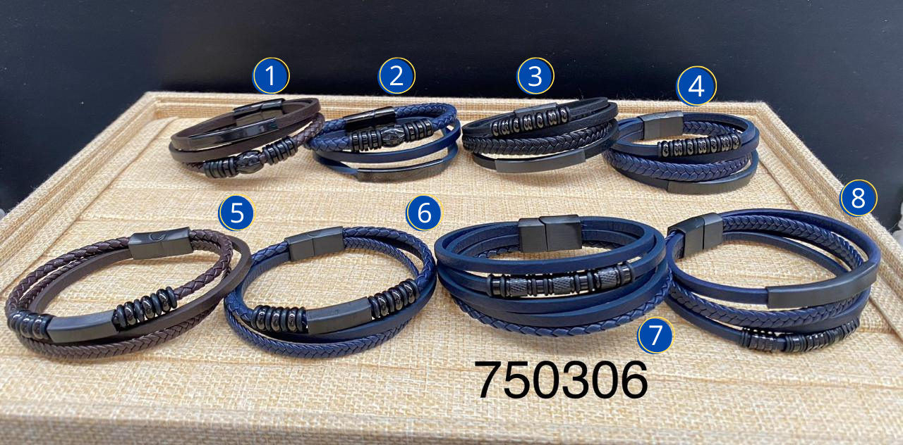 Pulsera de cuero M9 Oro Laminado