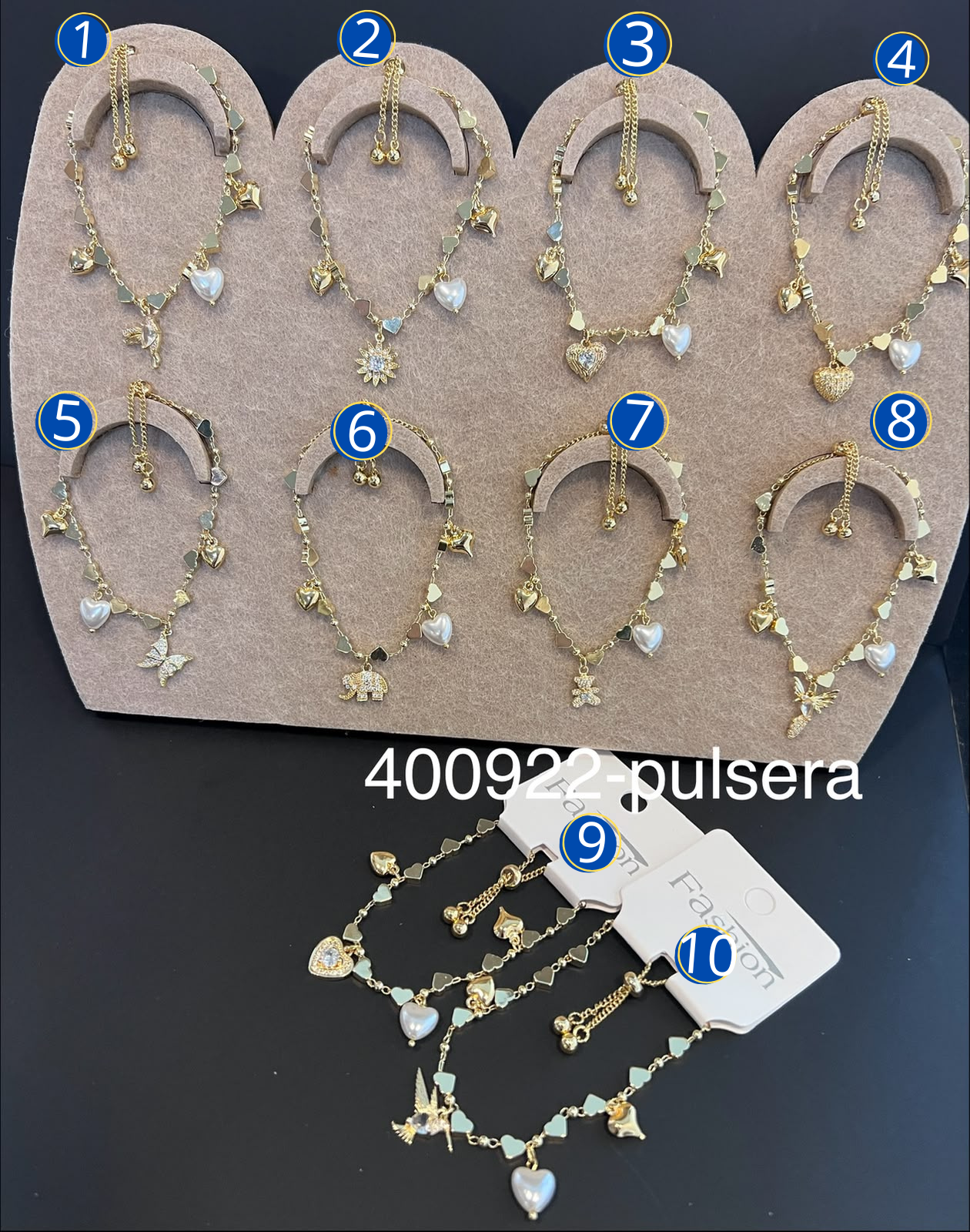 [13/AGOSTO/26] Pulseras Doradas con Dije Ajustable M6 Oro Laminado