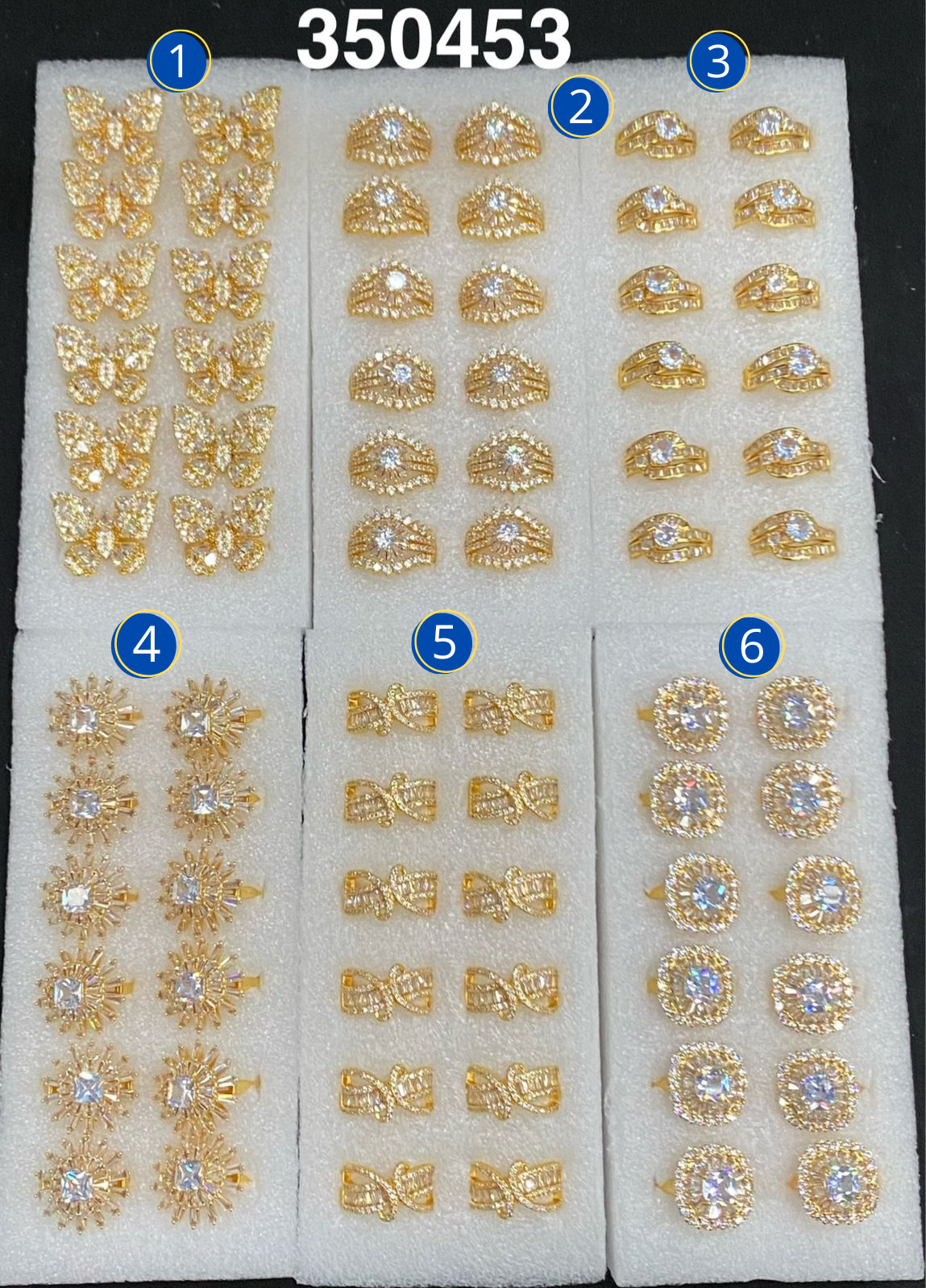 Anillos Dorados con Piedras M15 Oro Laminado