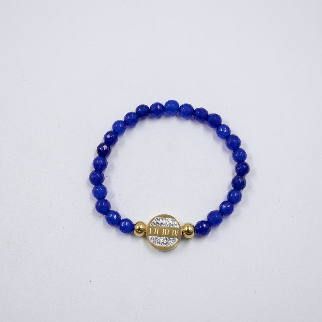 Pulseras De cuentas azules con Dije M1 Oro Laminado