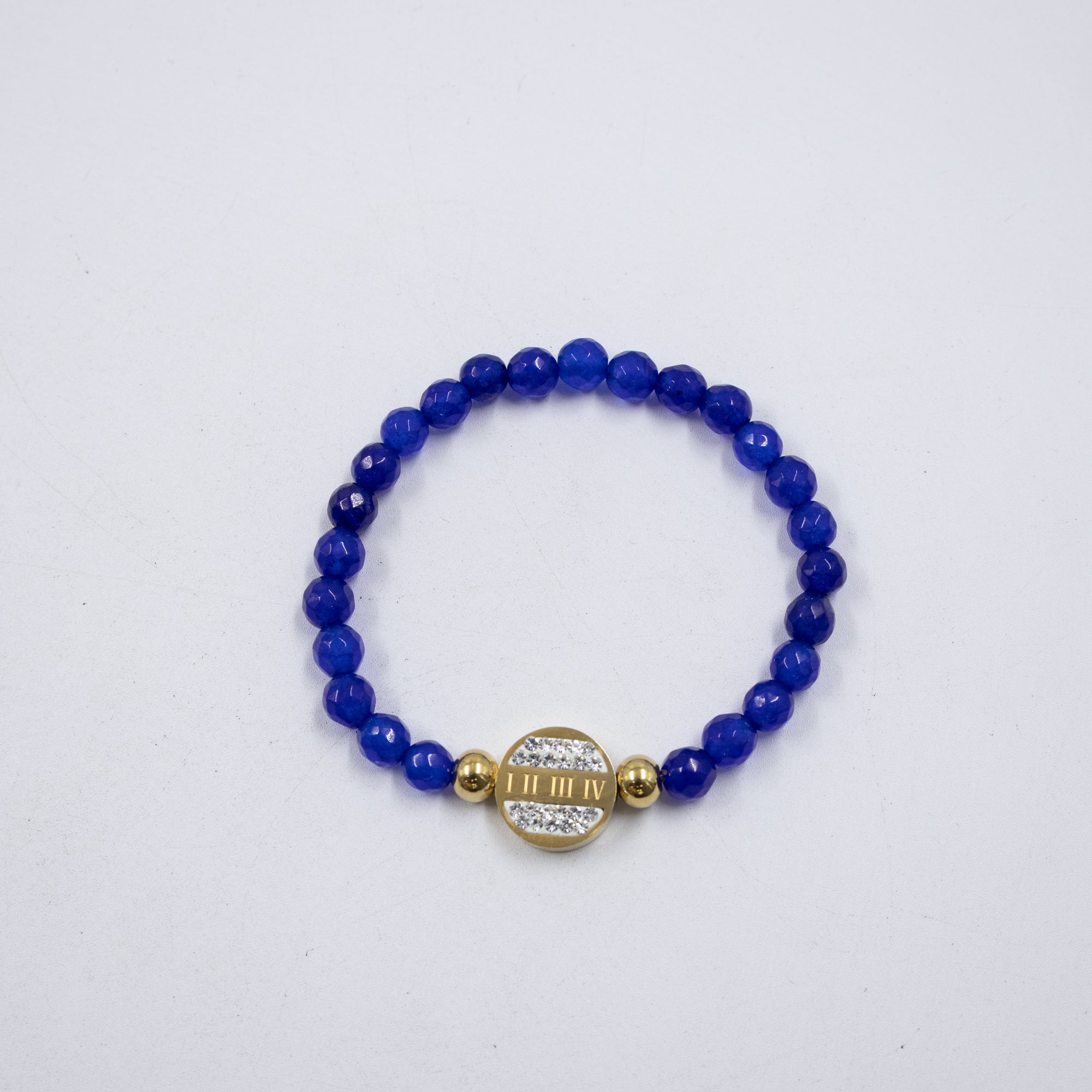 Pulseras De cuentas azules con Dije M1 Oro Laminado