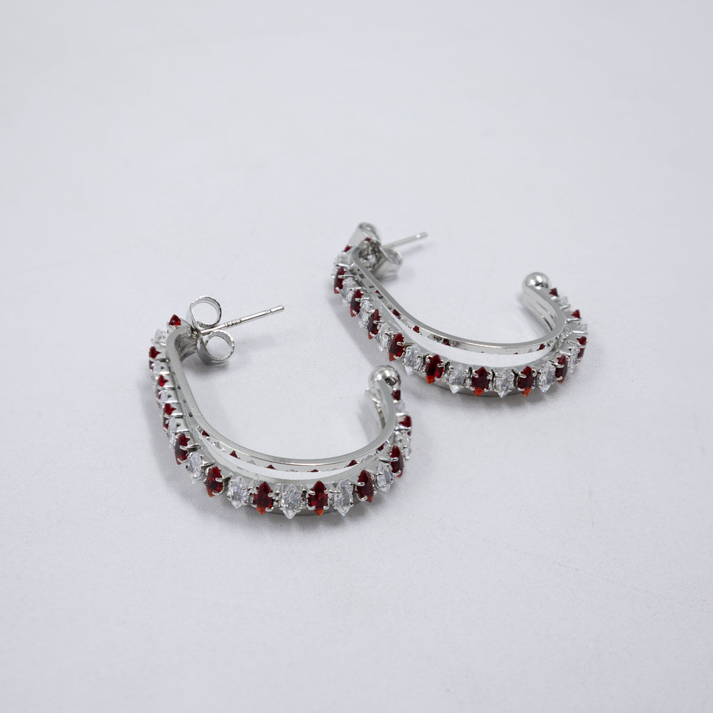 Aretes Plateados con piedras de color M11 Oro Laminado