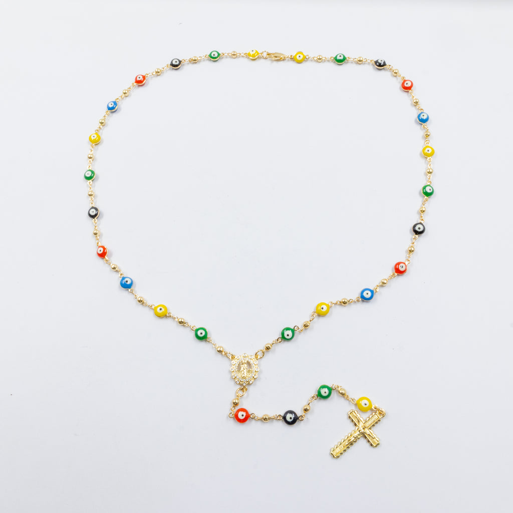 Rosario Dorado de Ojo Turco M2 Oro Laminado