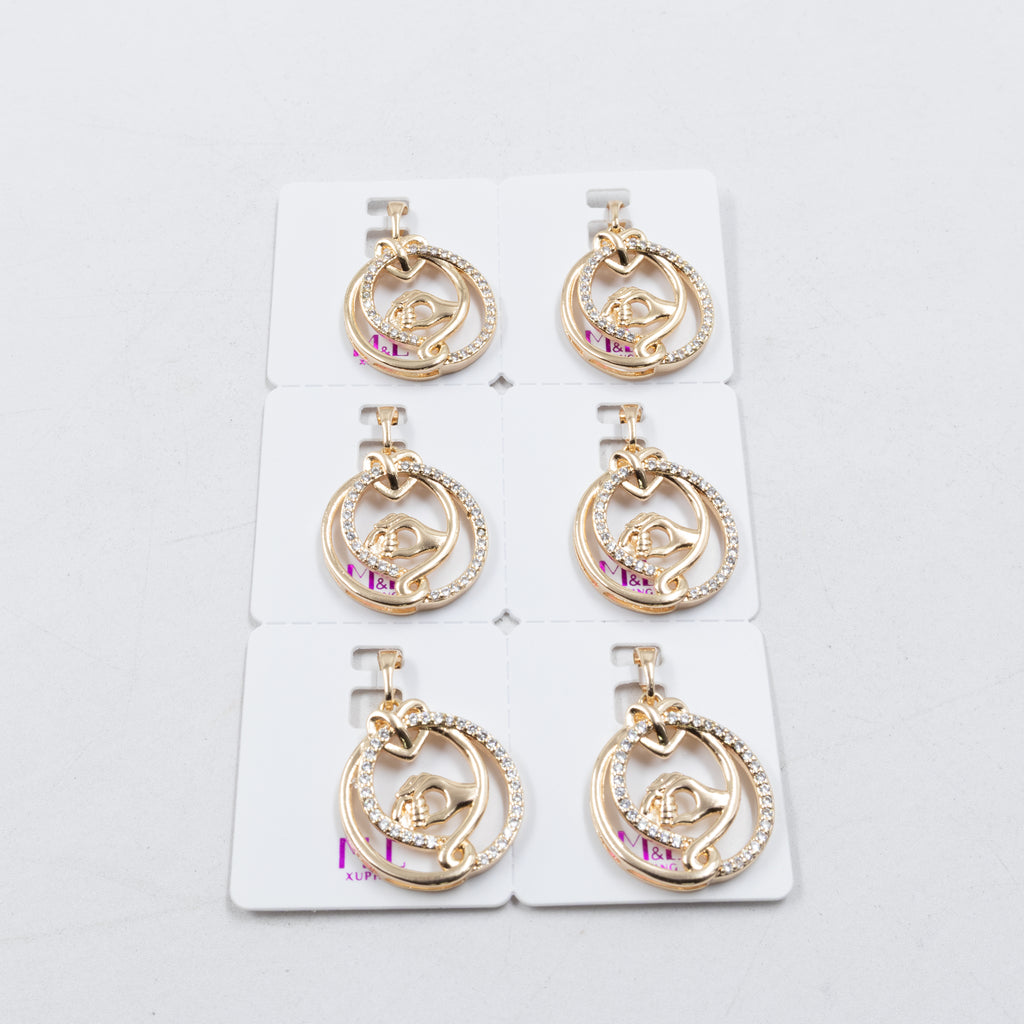 Paquete de 6 dijes con Piedras Oro Rosado  M2 Oro Laminado