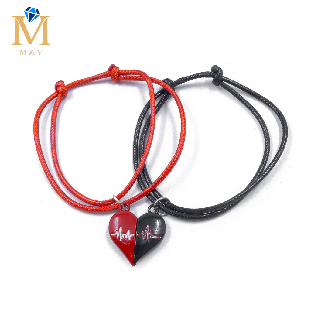 Pulseras de Corazón de Pareja M1 Oro Laminado