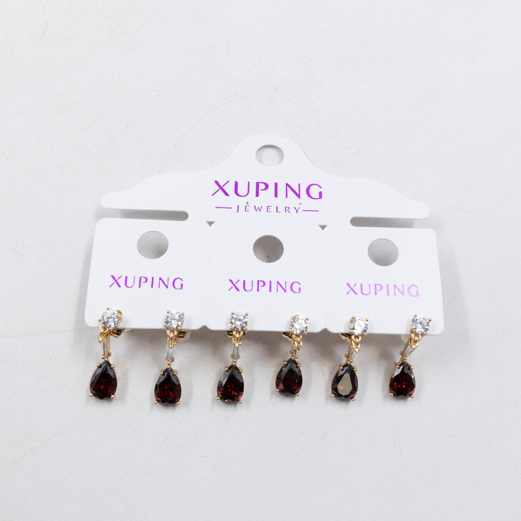 Paquete de tres pares de Aretes Dorados Xuping con piedras M7 Oro Laminado
