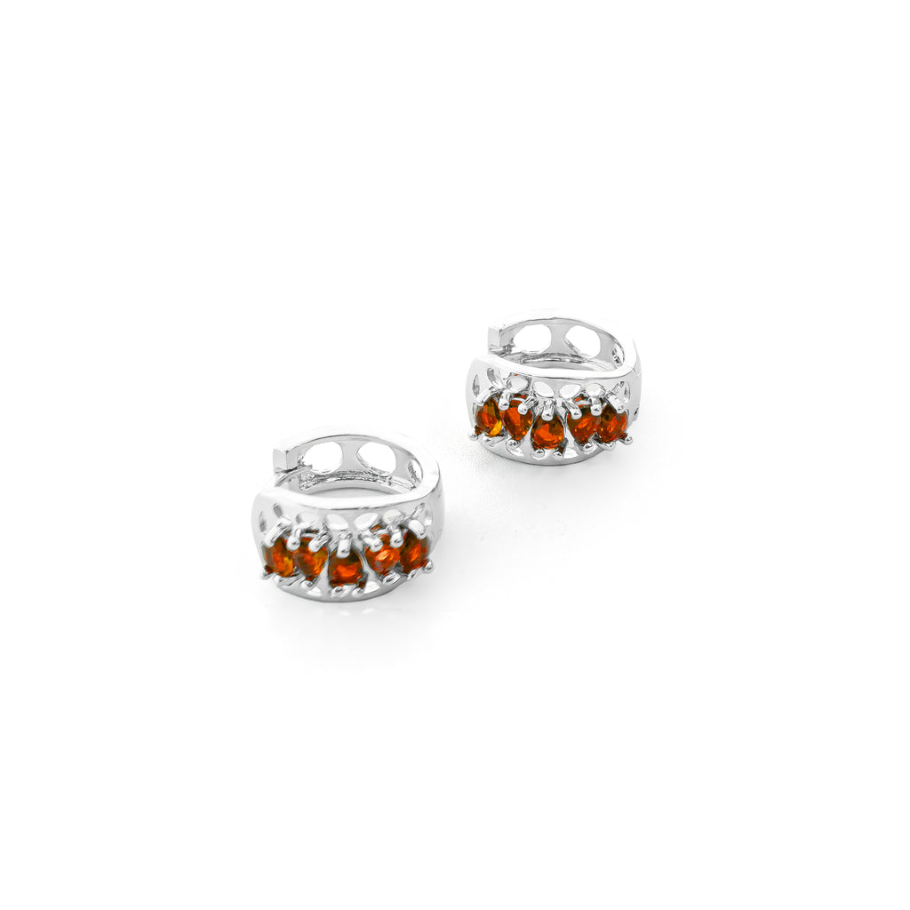 Aretes Plateados Huggies con Piedras Diferentes Colores M9 Oro Laminado