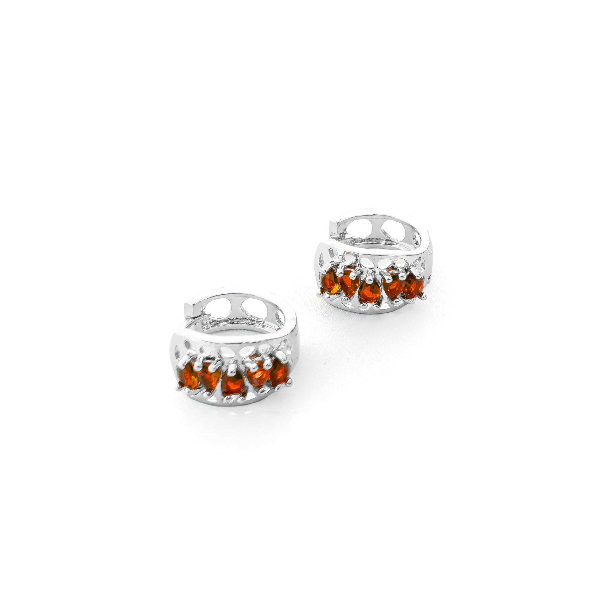 Aretes Plateados Huggies con Piedras Diferentes Colores M9 Oro Laminado