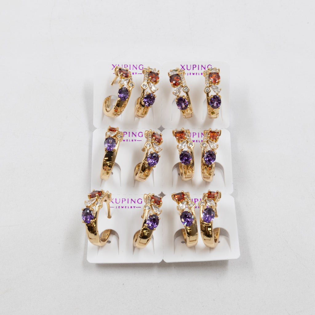 Paquete de 6 pares de Aretes Xuping Dorado M12 Oro Laminado