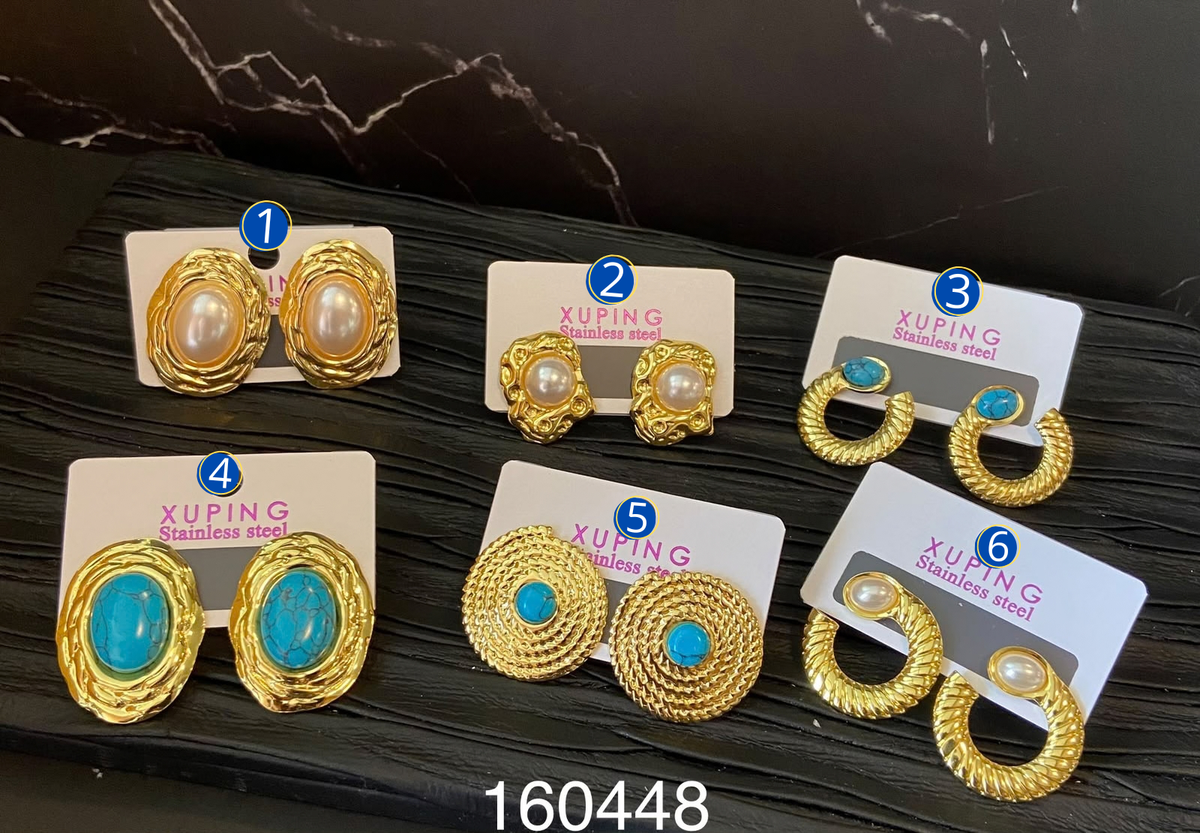 [03/OCTUBRE/26] Aretes Dorados Diferentes Diseños M2 Acero Inoxidable