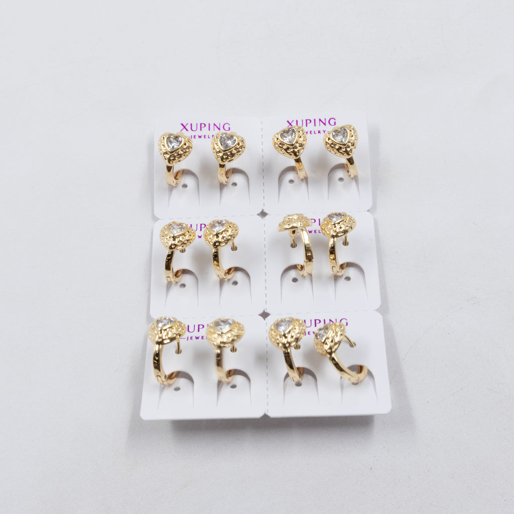 Paquete de 6 pares de Aretes Xuping Dorado M21 Oro Laminado