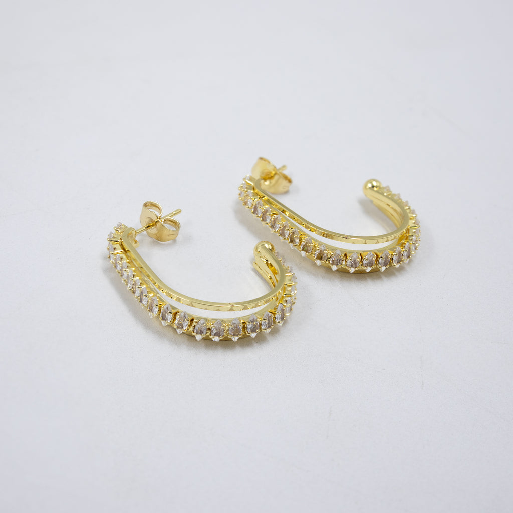 Aretes Dorados con piedras de color M9 Oro Laminado