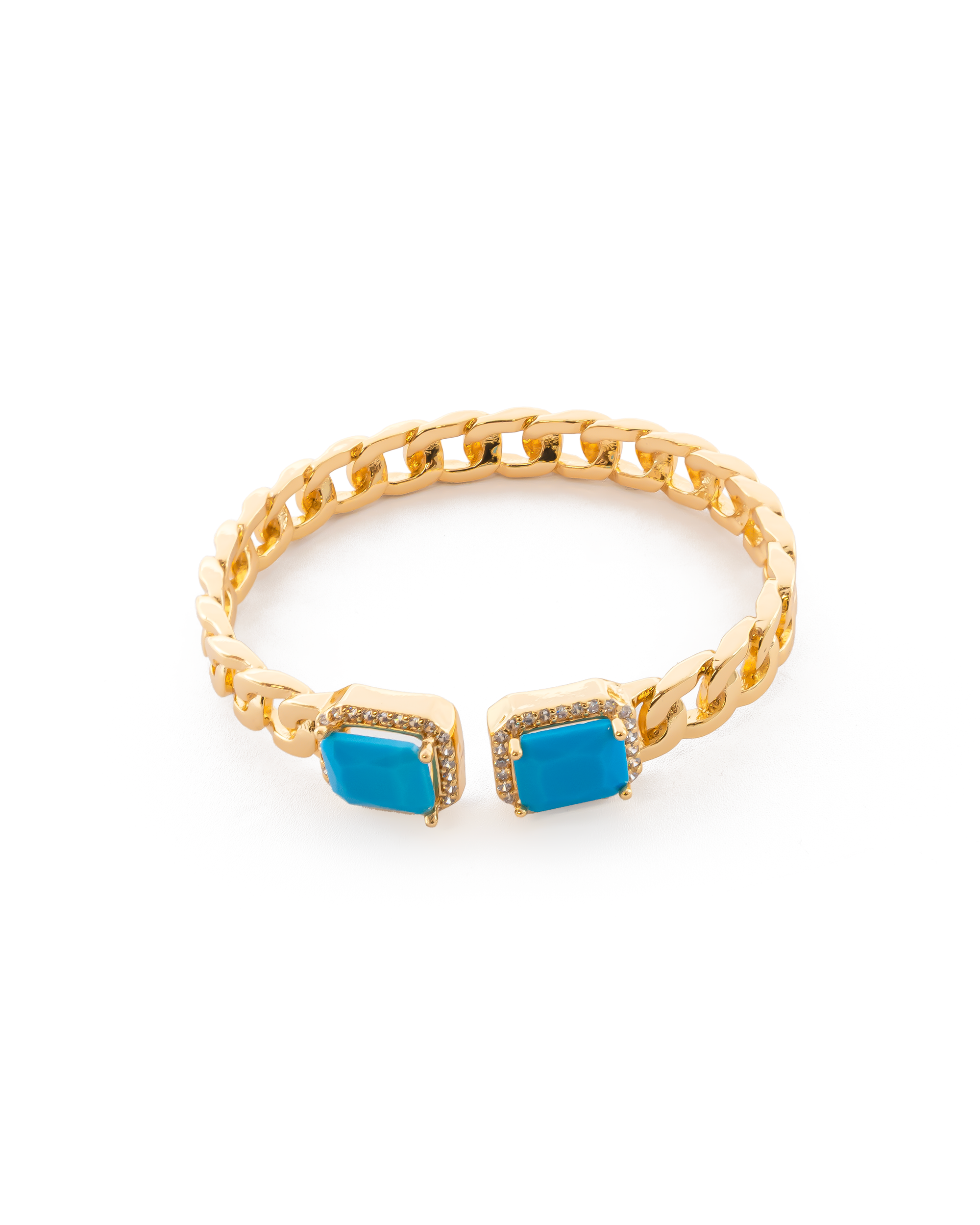 Brazalete Dorado con Piedras M1 Oro Laminado