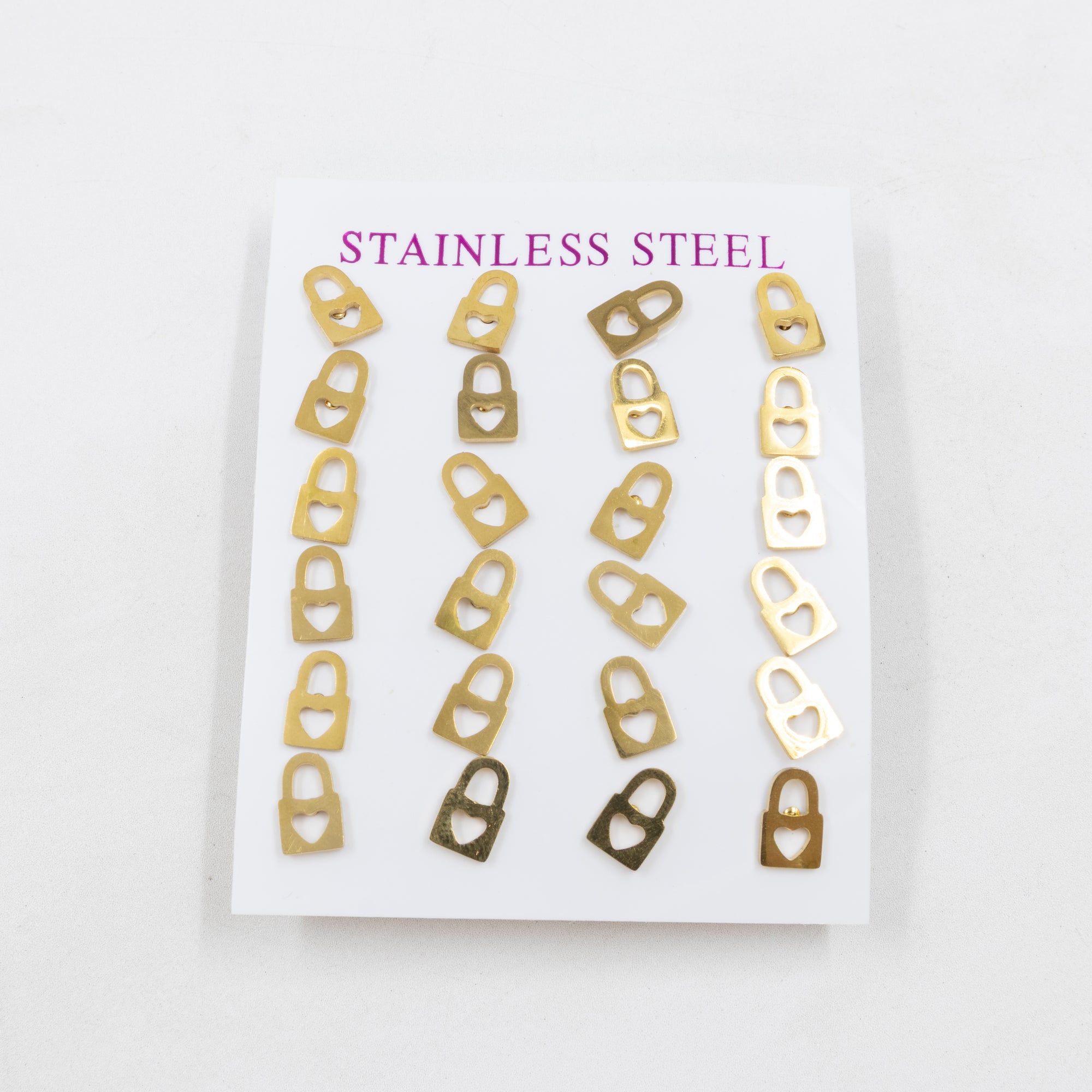 Paquete de 12 Pares de Aretes Dorados M6 Acero Inoxidable
