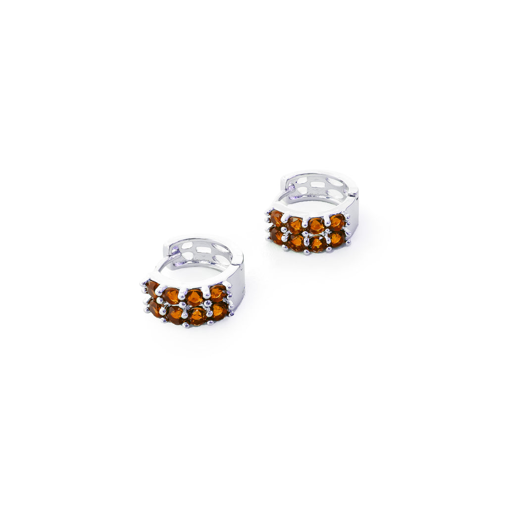 Aretes Plateados Huggies con Piedras Diferentes Colores M18 Oro Laminado