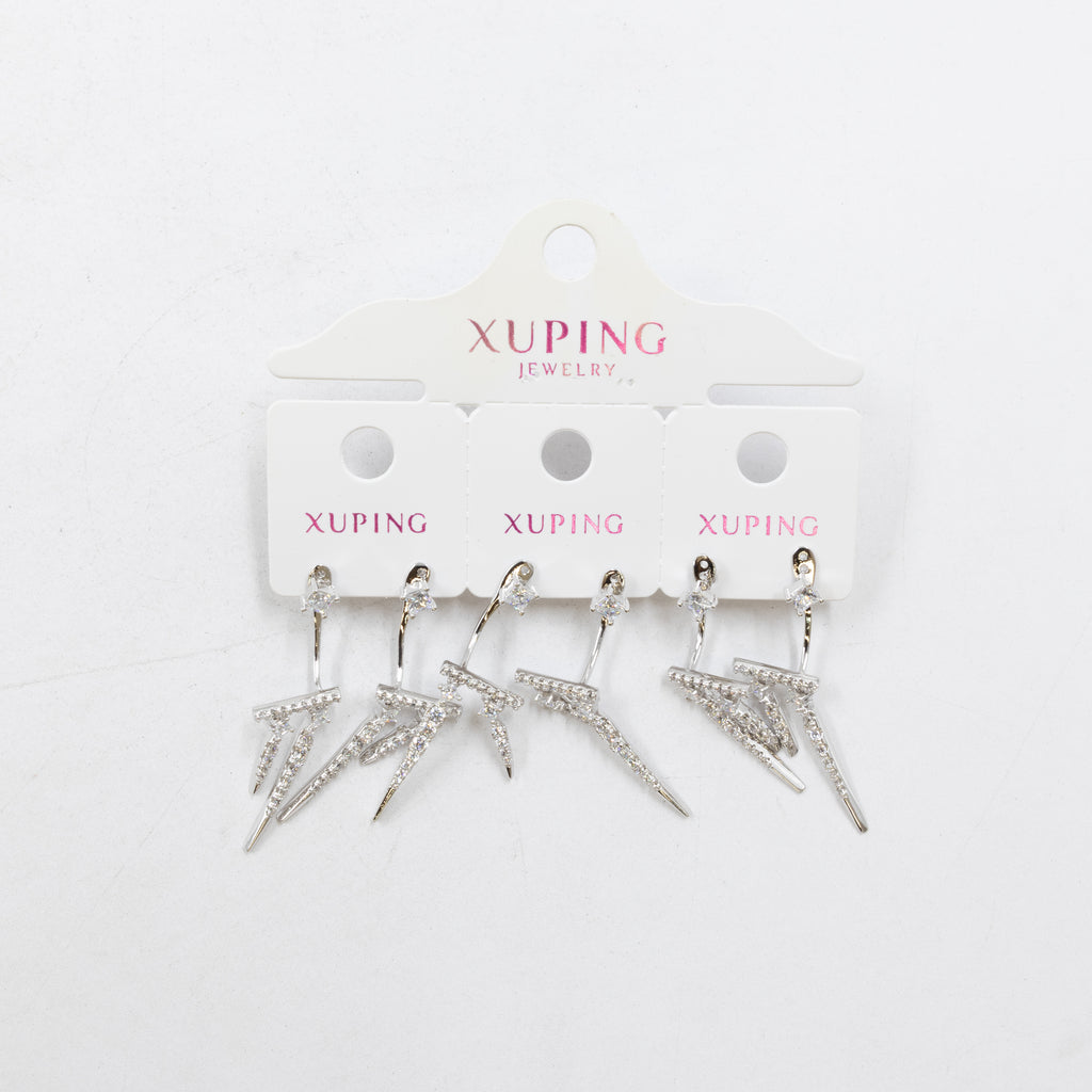 Paquete de tres pares de Aretes Plateados Xuping con piedras M1 Oro Laminado