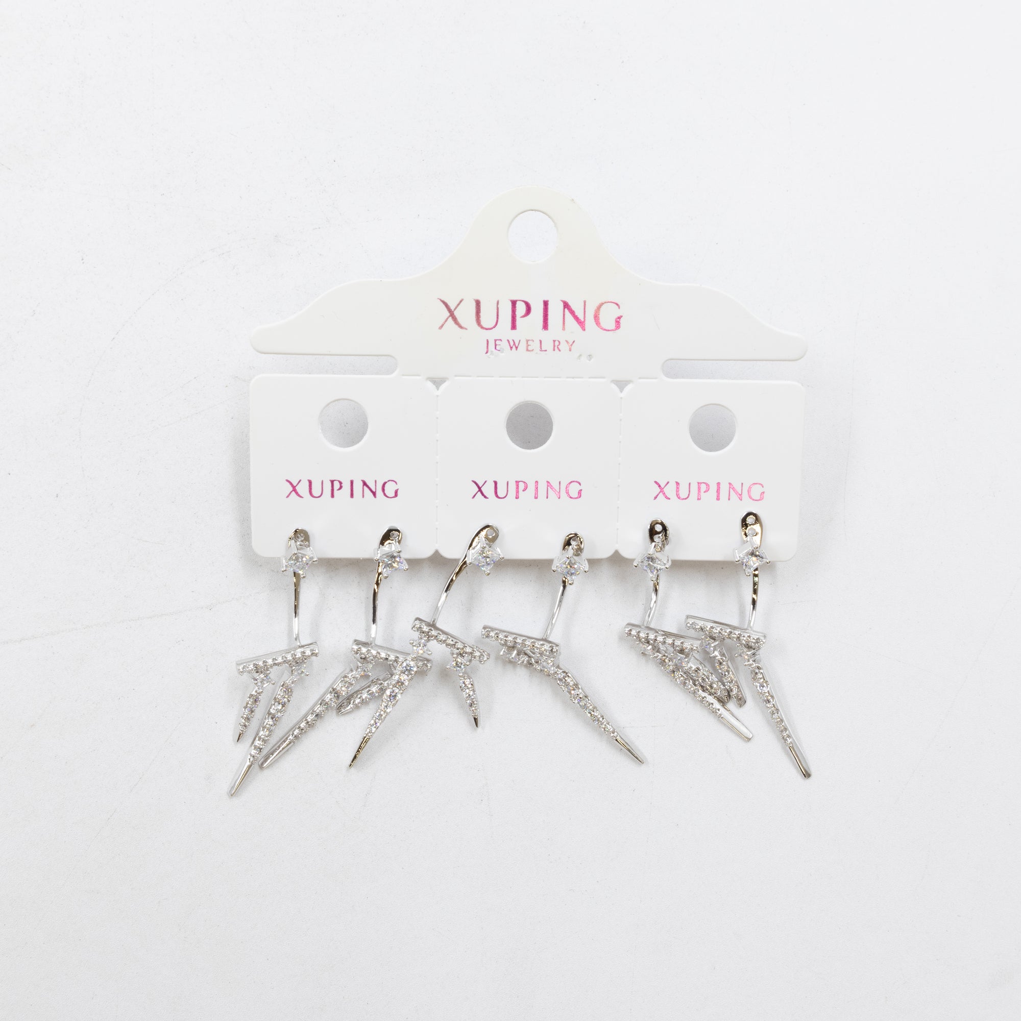 Paquete de tres pares de Aretes Plateados Xuping con piedras M1 Oro Laminado