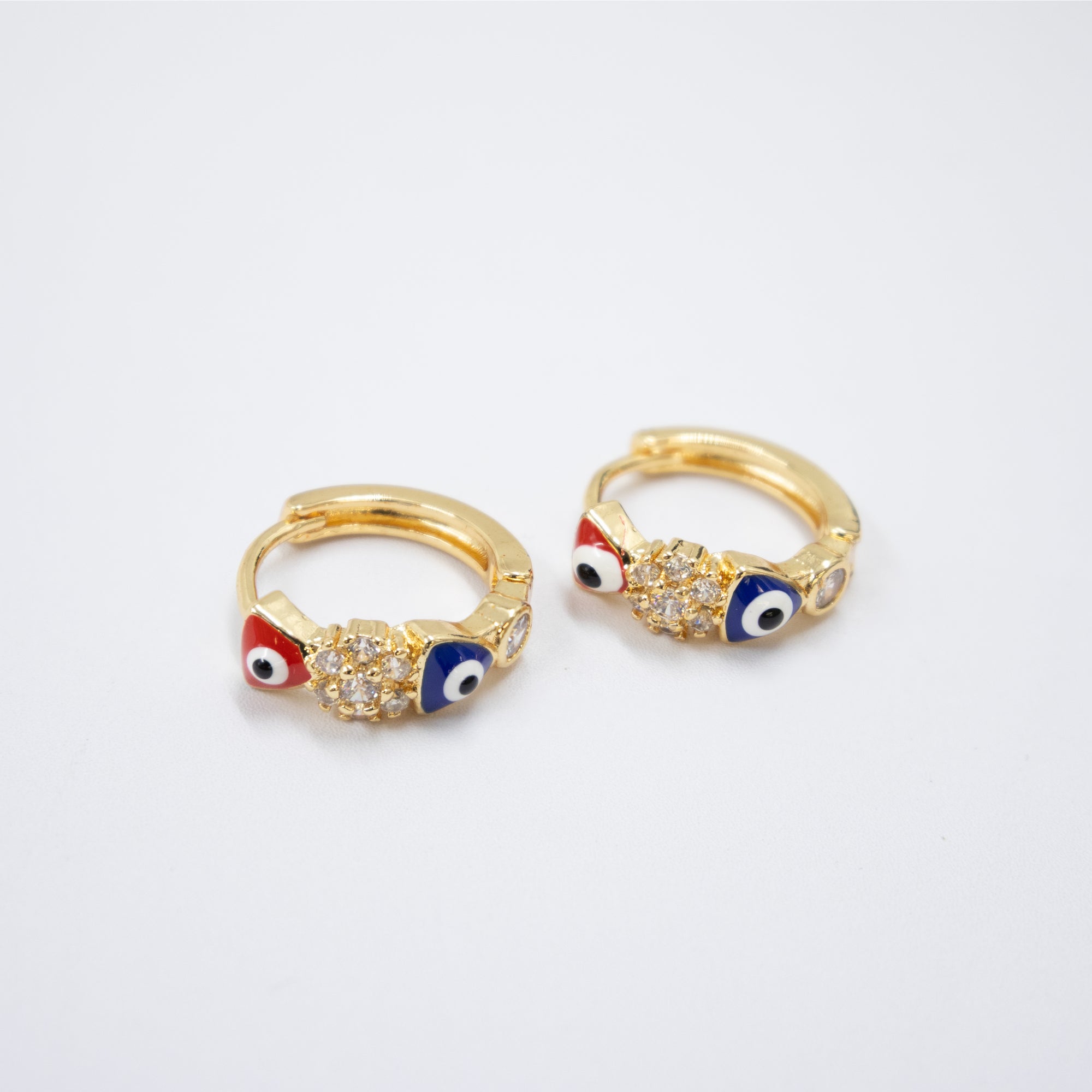 Arete Dorado de Ojo Turco con Piedras M2 Oro Laminado