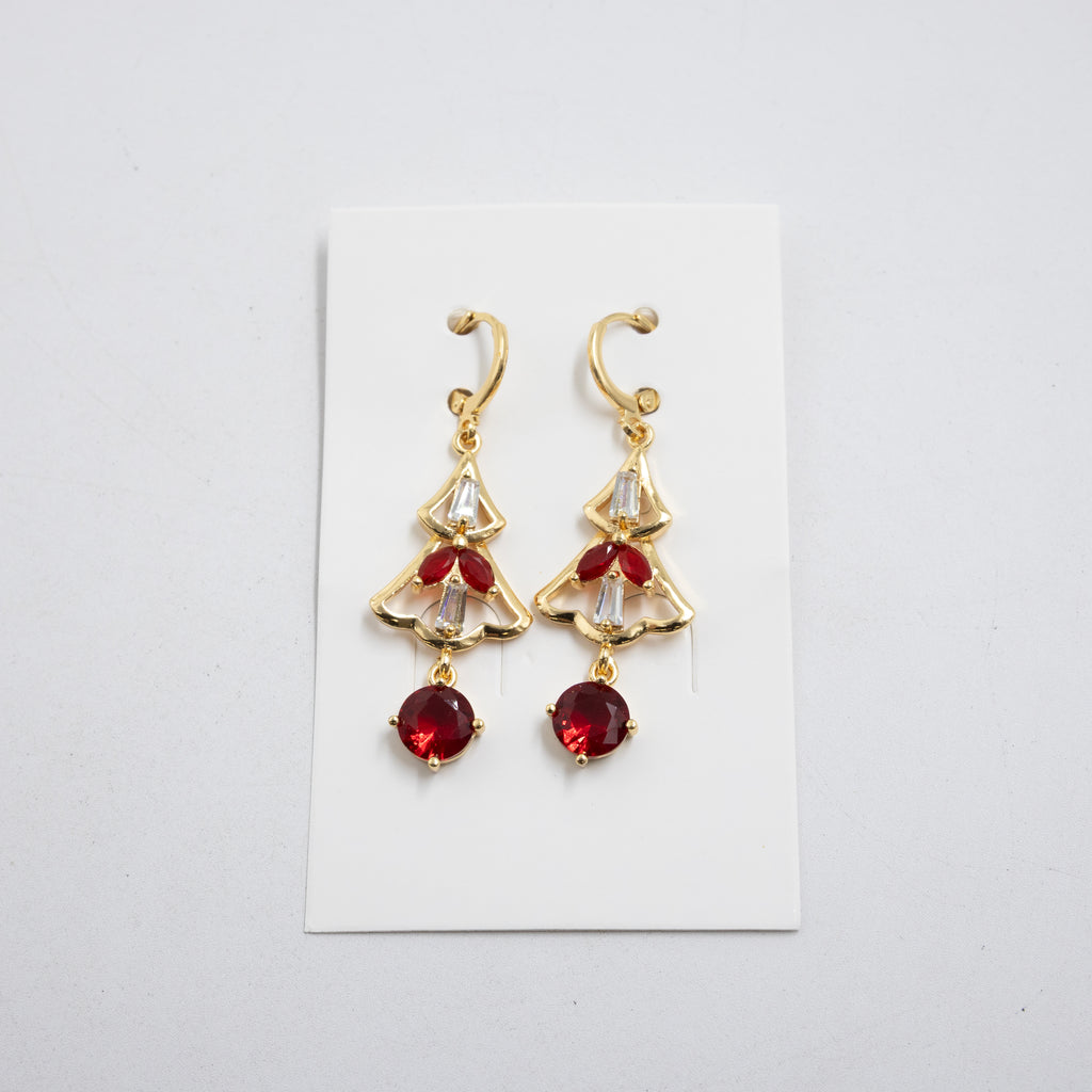 Aretes Largos Dorados con piedras M3 Oro Laminado