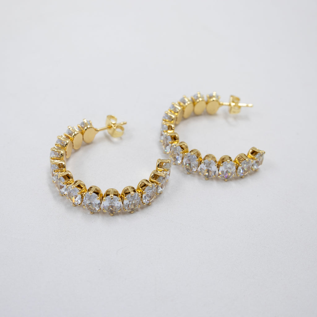 Aretes Dorados con piedras de color M8 Oro Laminado