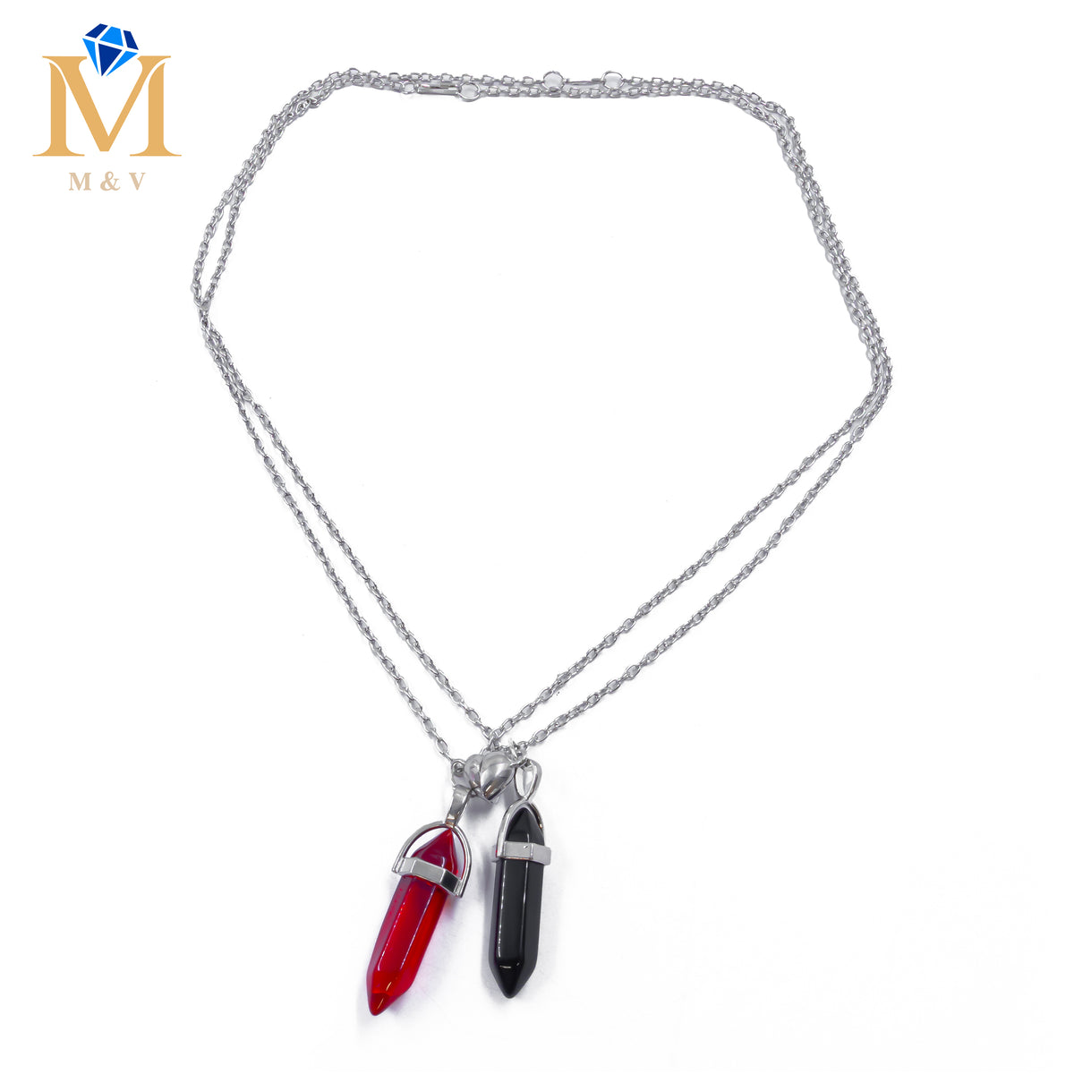 Collares en Pareja de piedras con iman M13 Acero Inoxidable