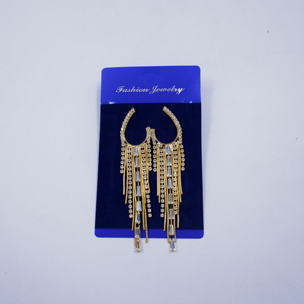 Aretes Largos con piedras M2 Oro Laminado