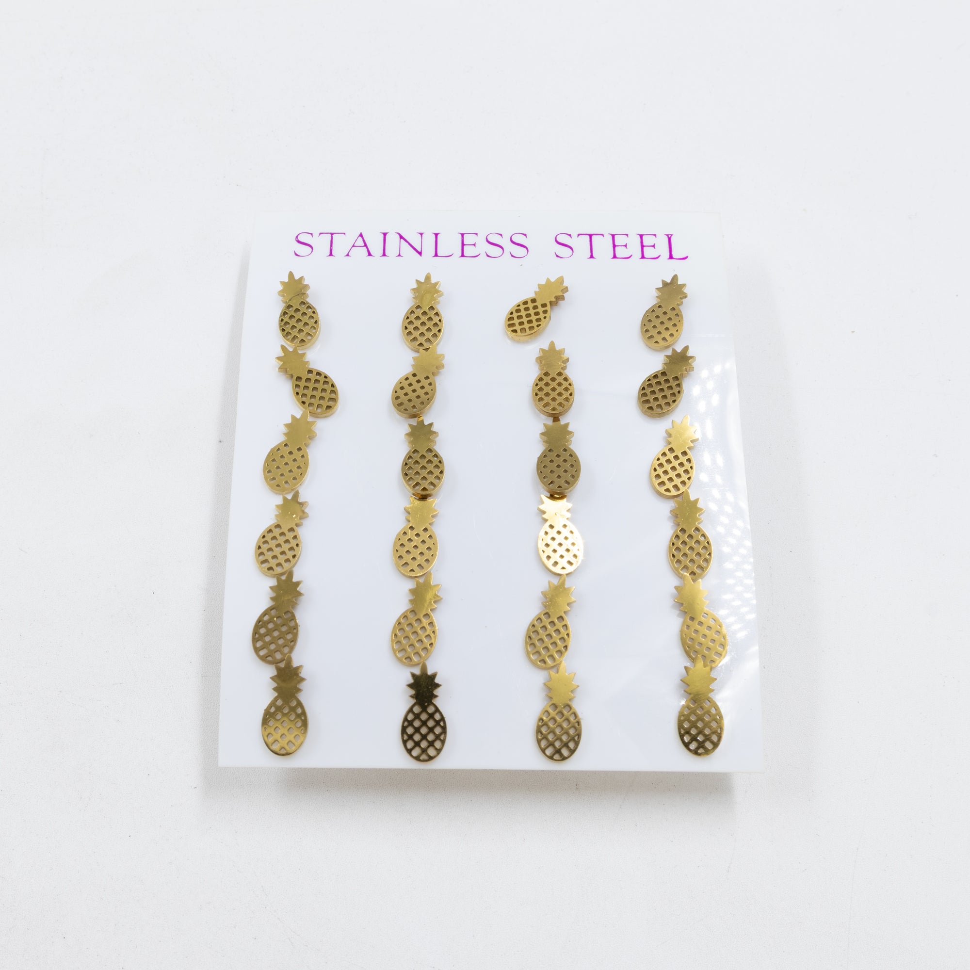 Paquete de 12 Pares de Aretes Dorados M3 Acero Inoxidable