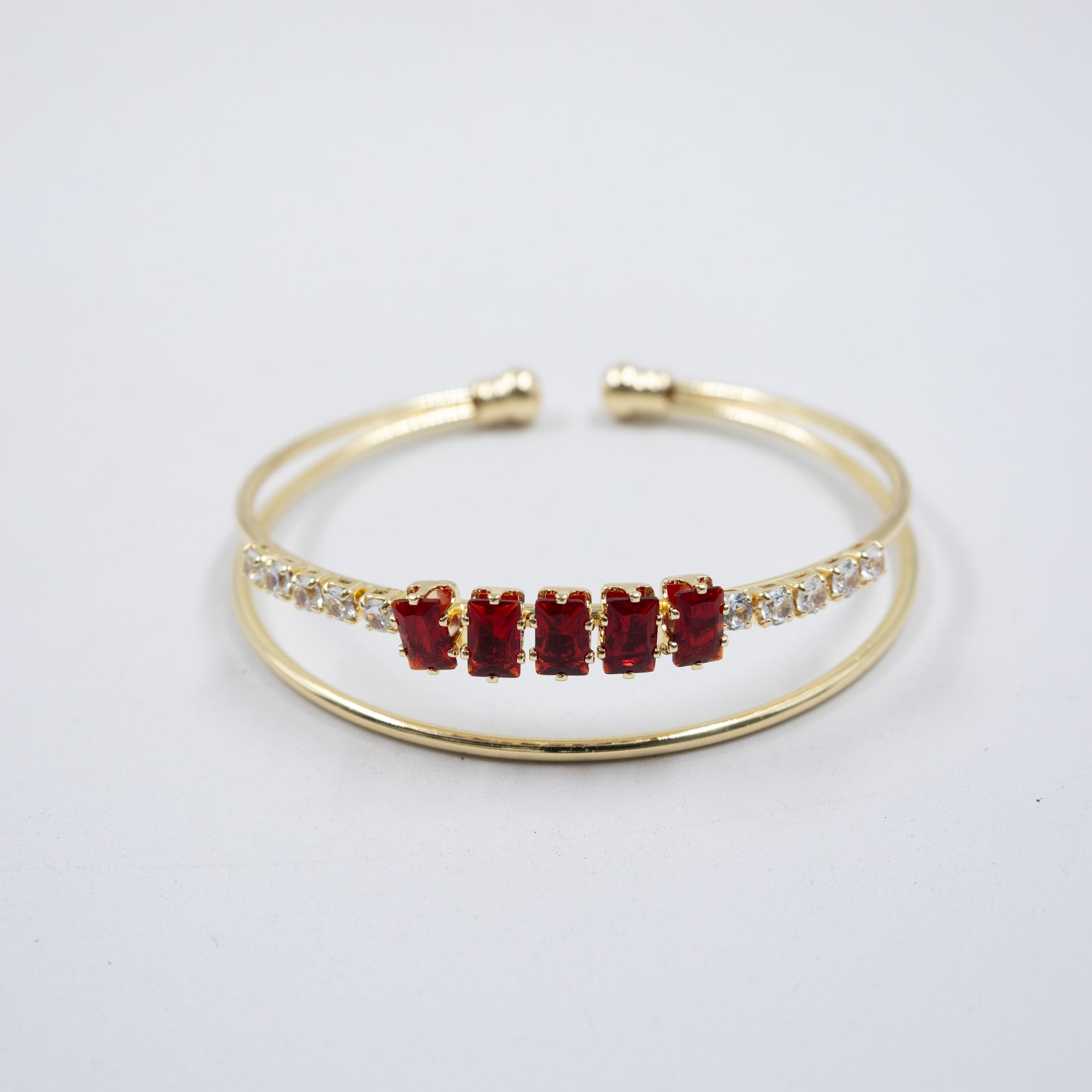Pulsera dorada con flor y piedras blancas M1 Oro Laminado