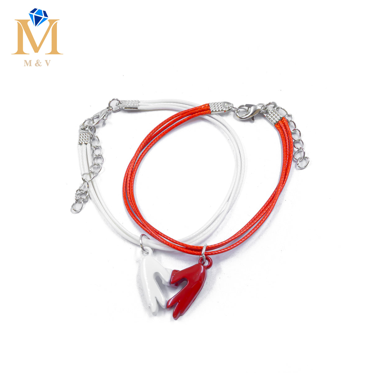 Pulseras de Corazón de Pareja con imán M5 Oro Laminado