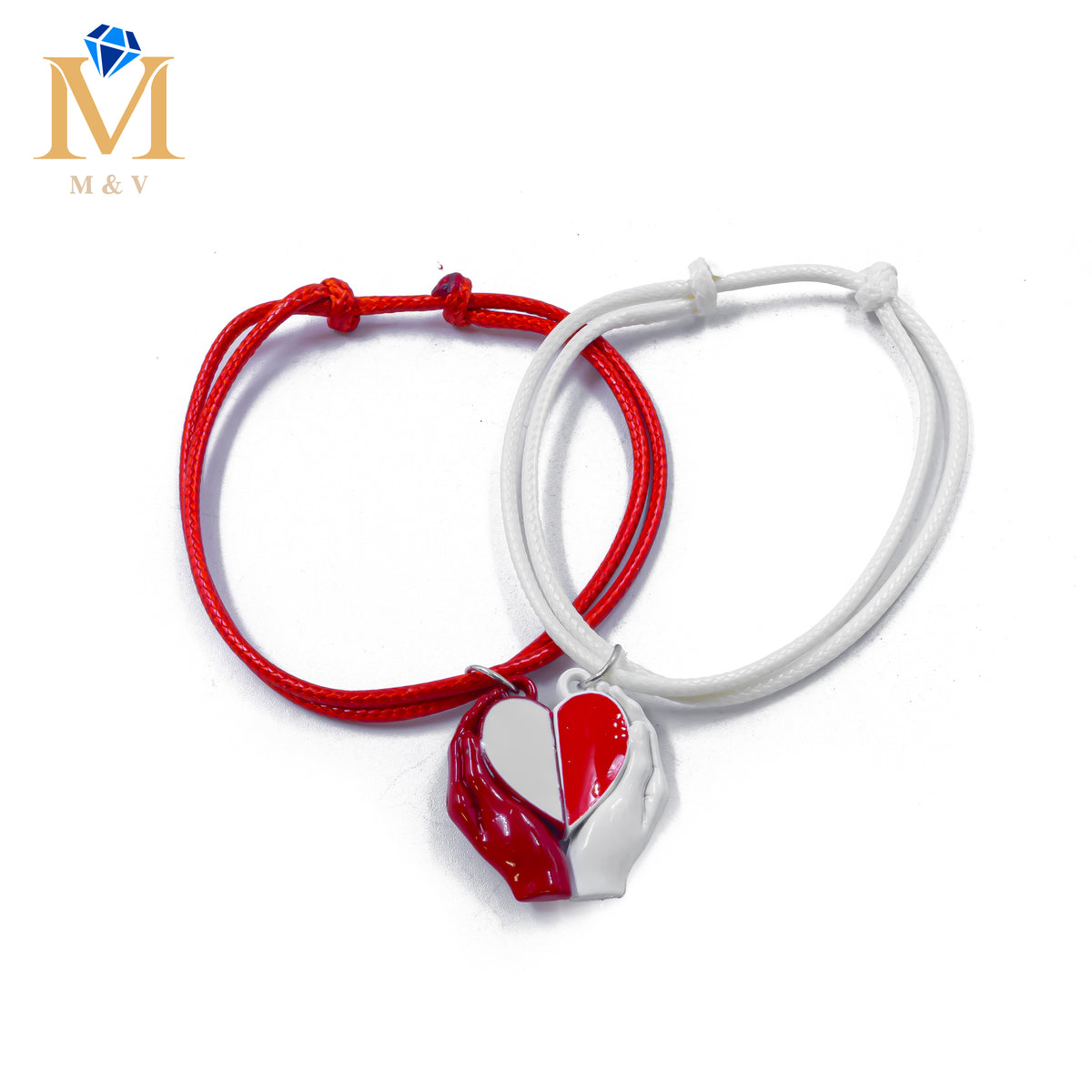 Pulseras de Corazón de Pareja con imán M7 Oro Laminado
