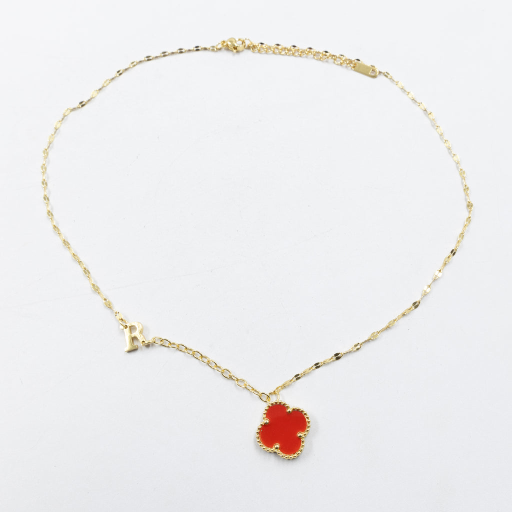 Collares Dorados con dijes de letra P, R, S y dije de Trebol M5 Oro Laminado
