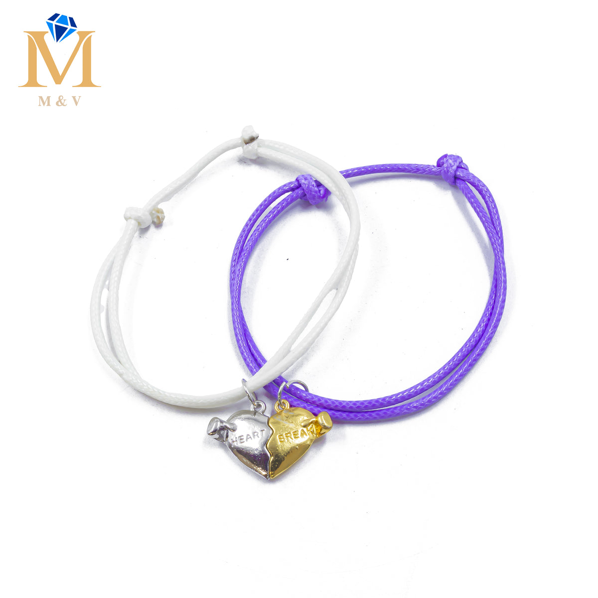 Pulseras de Corazón de Pareja con imán M4 Oro Laminado