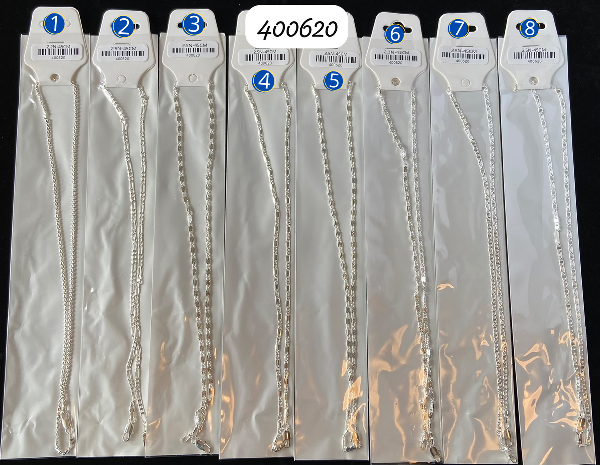 [28/OCTUBRE/26] Cadenas de 45 cm Plateadas M20 Oro Laminado