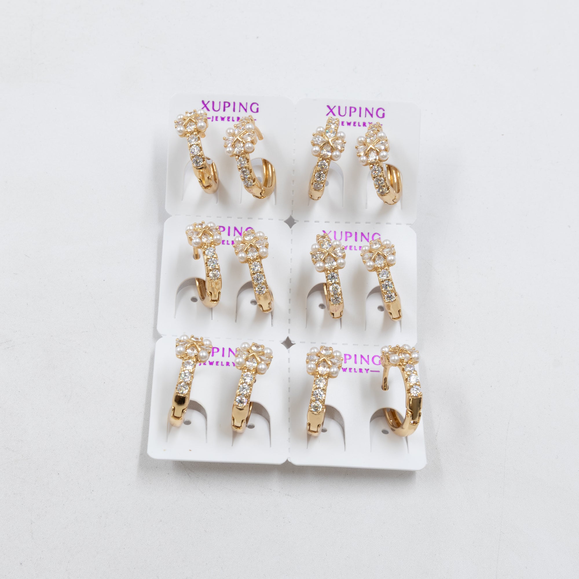 Paquete de 6 pares de Aretes Xuping Dorado M14 Oro Laminado