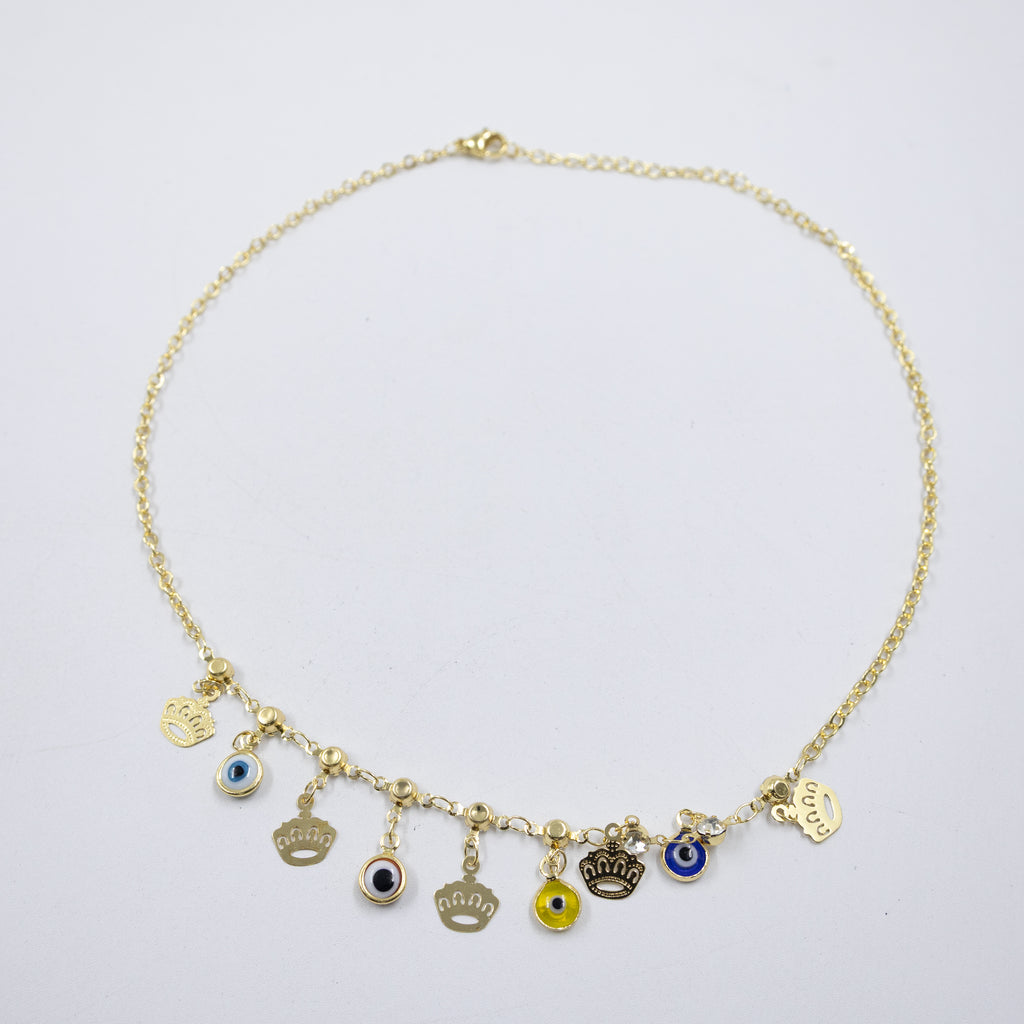 Collar Dorado con Dije de Ojo Turco M1 Oro Laminado