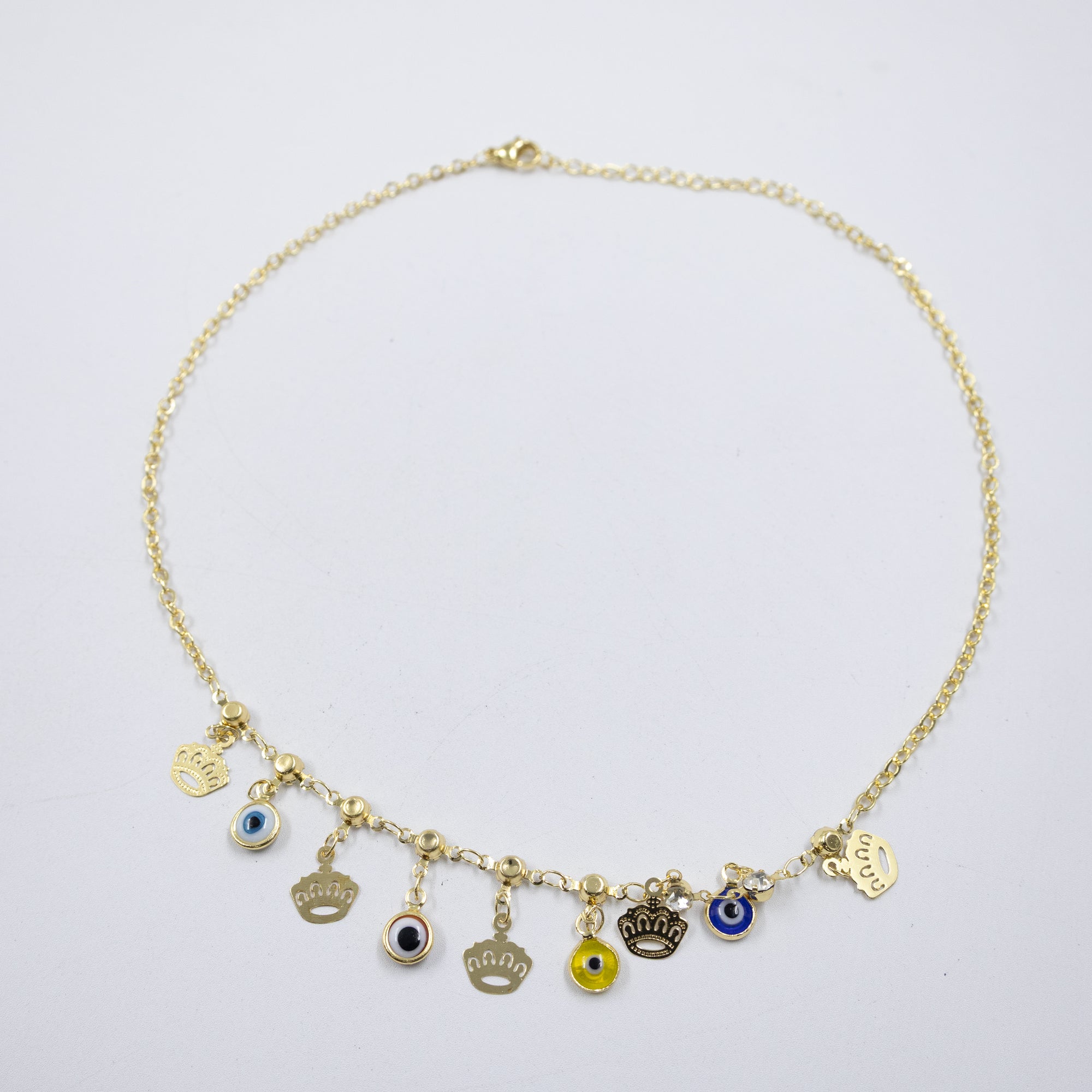 Collar Dorado con Dije de Ojo Turco M1 Oro Laminado