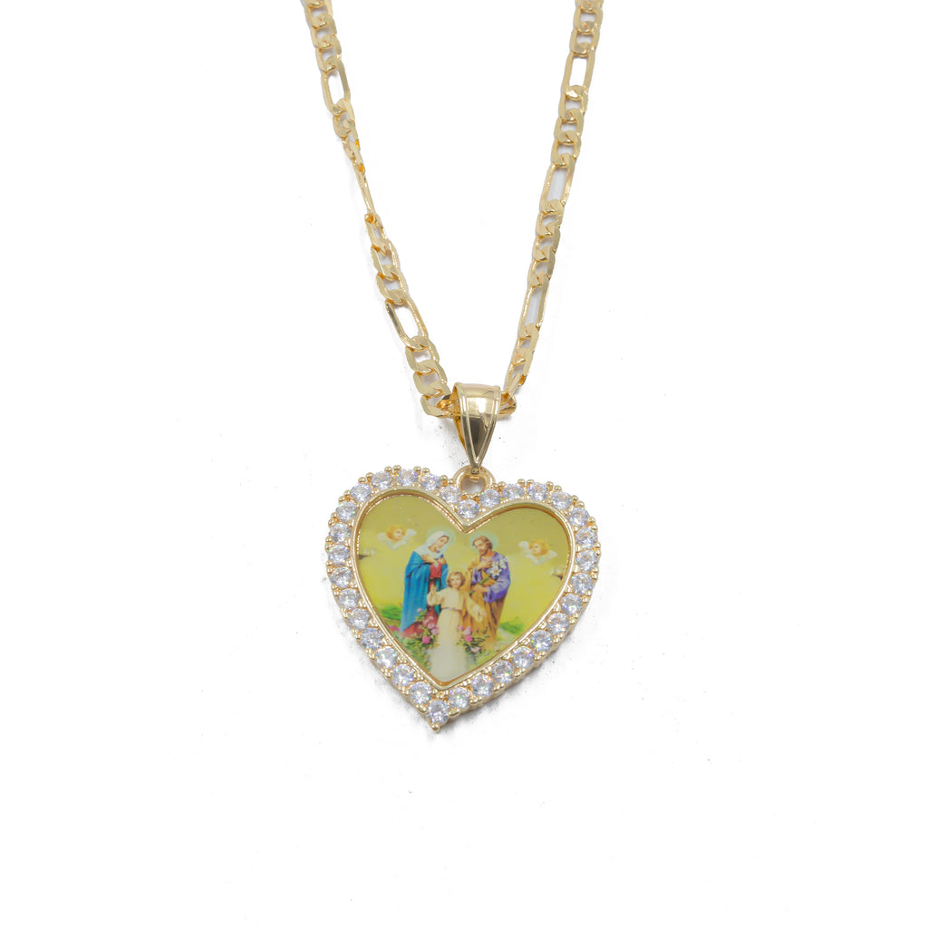 Collar con Dije Religioso Dorado M2 Oro Laminado